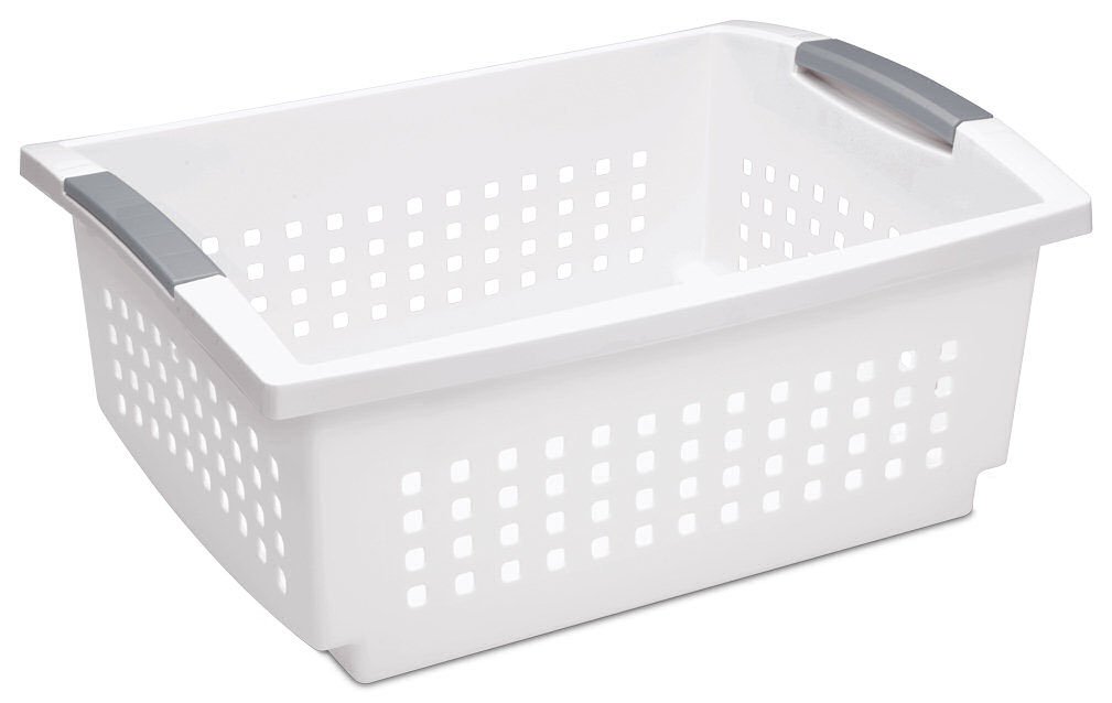 sterilite-medium-stacking-basket-6-pack-white-with-titanium-accents-plastic-orga image 8