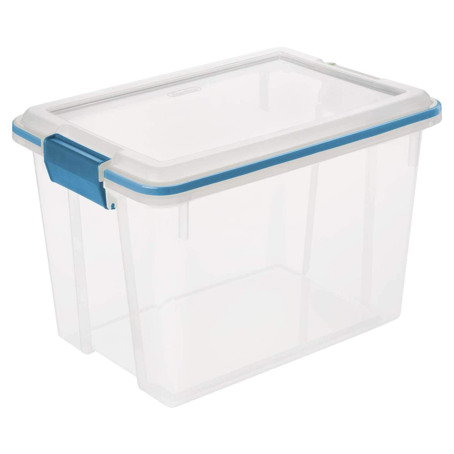 sterilite-20-qt-gasket-box-stackable-storage-bin-with-latching-lid-tight-seal-cl image 4