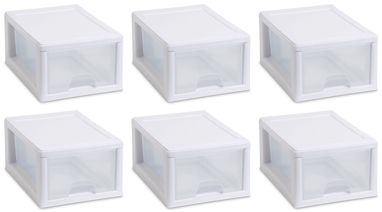 sterilite-6-quart-stacking-drawer-white-frame-clear-drawer-6-pack image 1
