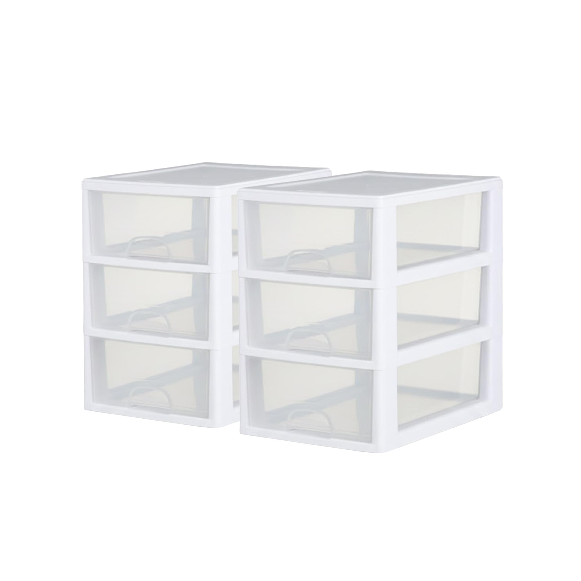 sterilite-6-pack-stacking-drawers-clear-storage-organizer-6-quart-each-white-fra image 1