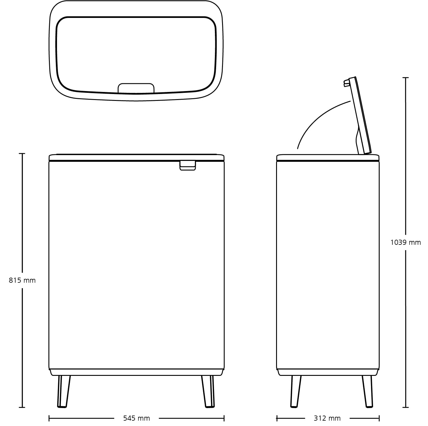 brabantia-bo-hi-touch-top-16-gal-dual-compartment-kitchen-trash-can-with-raised- image 8