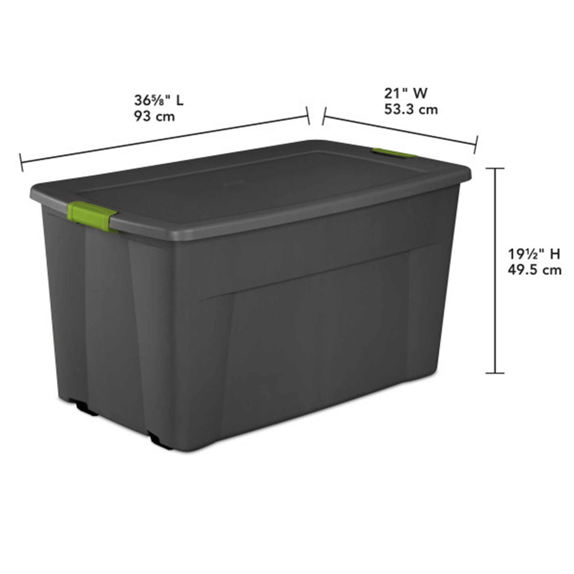 sterilite-45-gallon-heavy-duty-plastic-stackable-storage-tote-with-wheels-and-la image 2