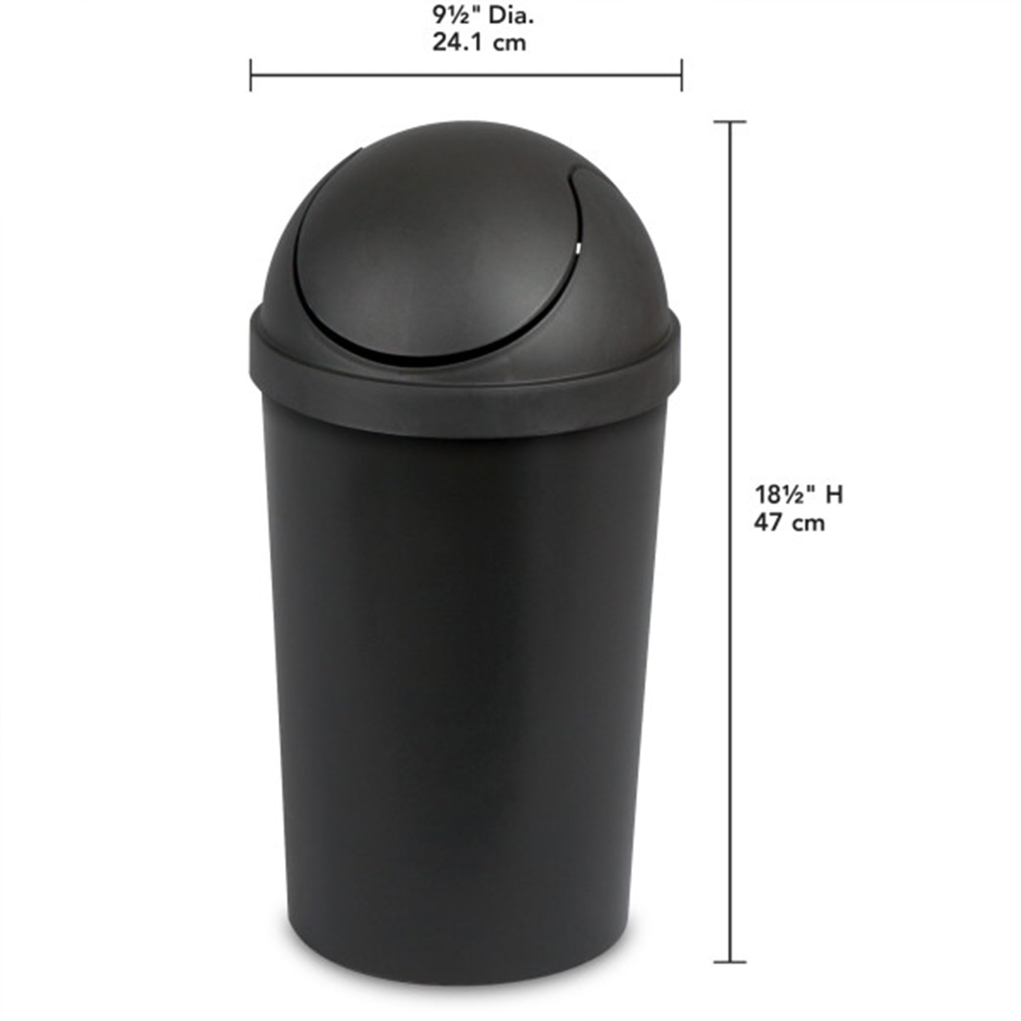 sterilite-3-gallon-round-swing-top-plastic-wastebasket-black-12-pack image 2