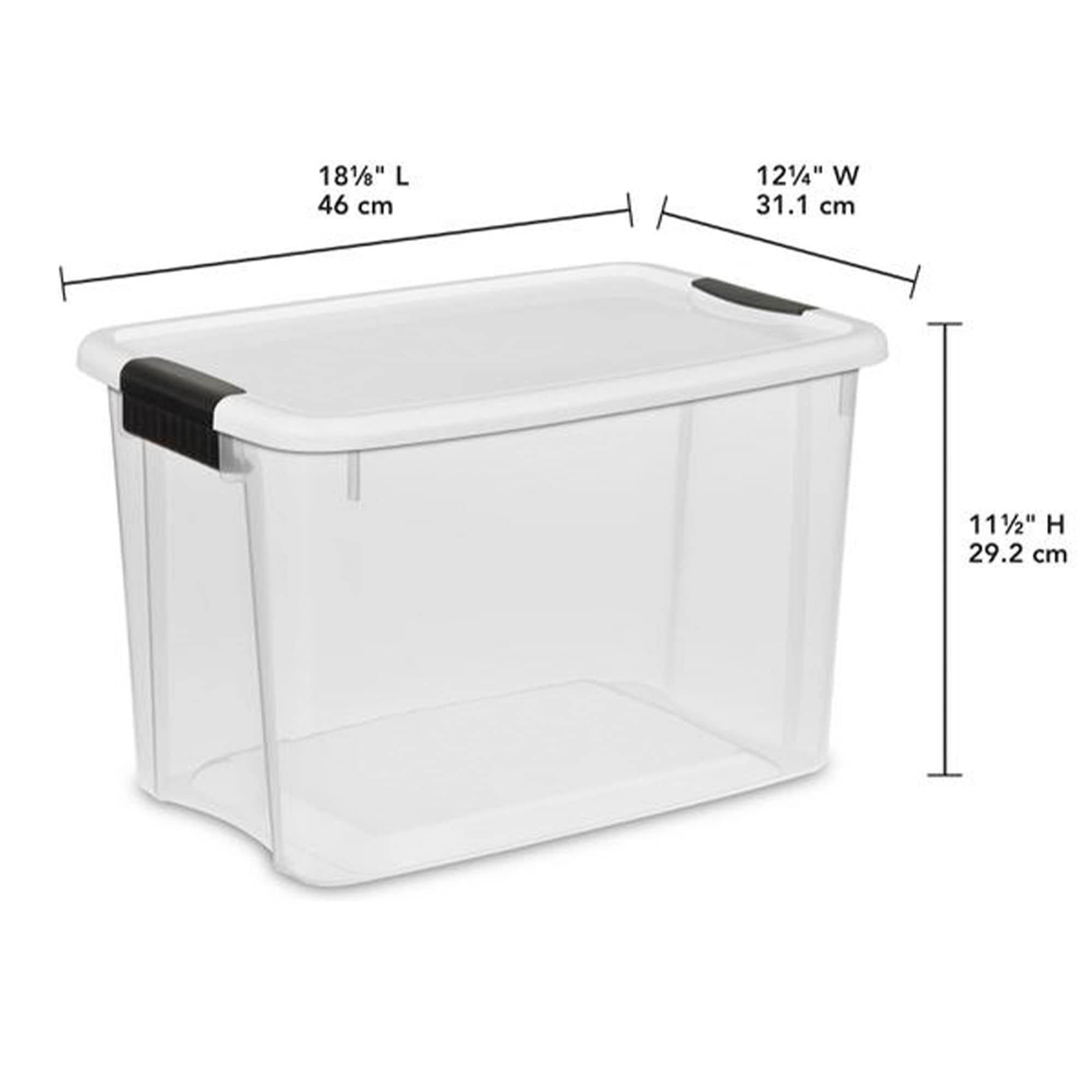 sterilite-30-quart-18-quart-clear-latching-storage-boxes-with-white-lids-12-pack image 2