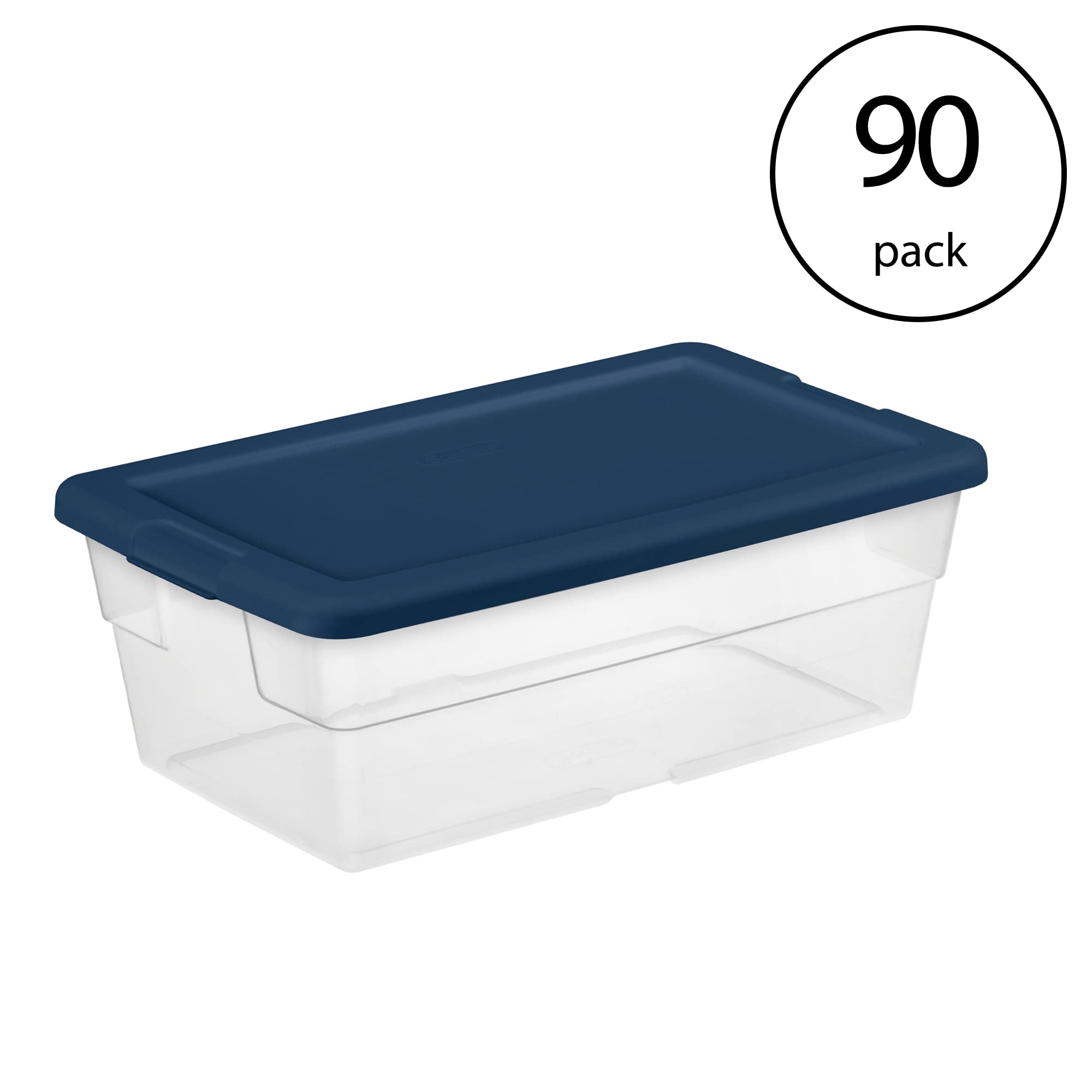 sterilite-stackable-6-quart-clear-storage-box-with-handles-and-blue-lid-90-pack- image 2
