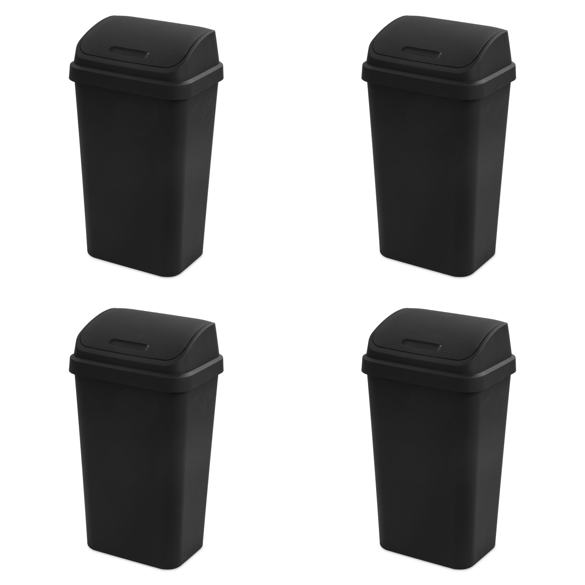 sterilite-4-pack-swing-top-wastebasket-13-gallon-black image 1