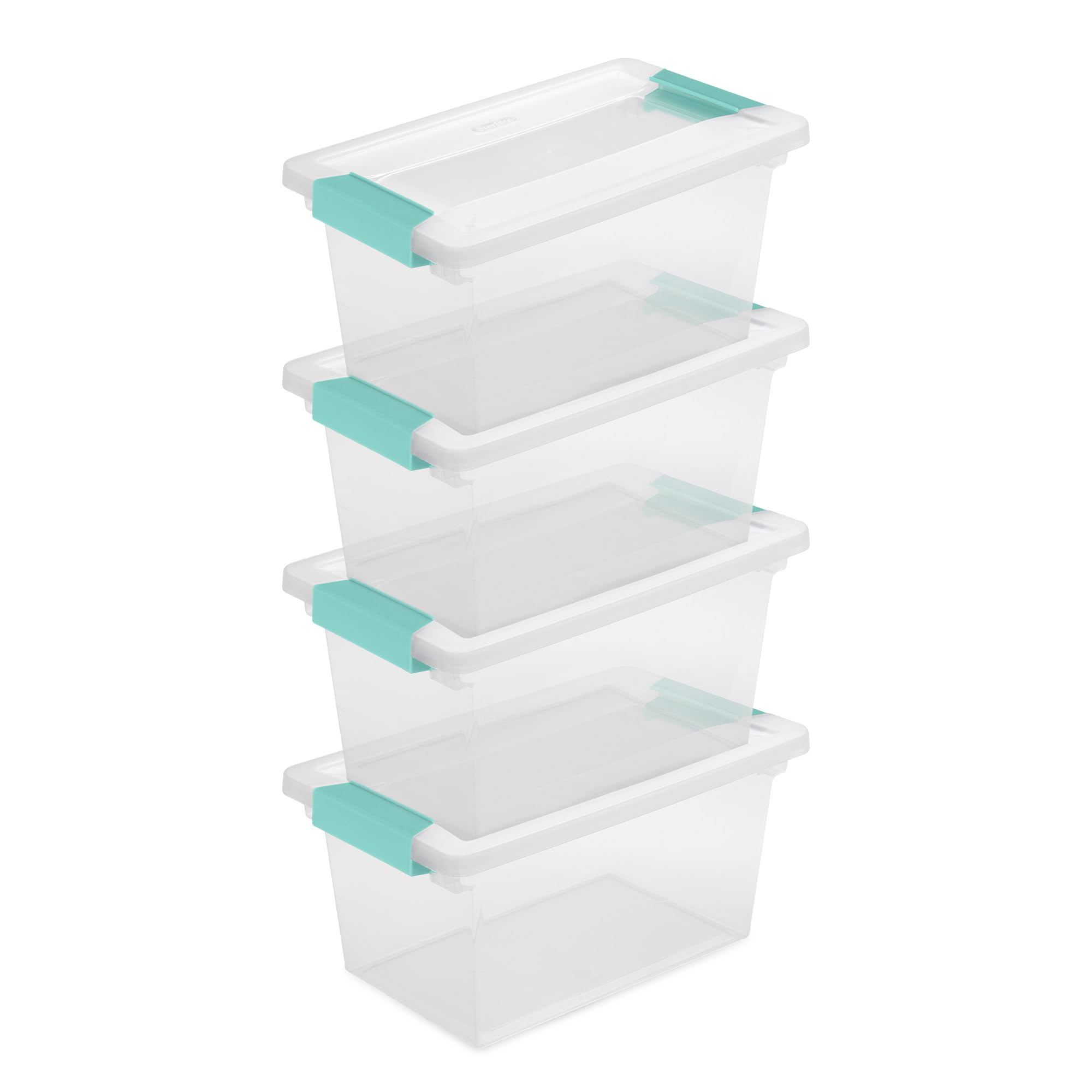sterilite-8-pack-clip-box-stackable-clear-plastic-storage-bins-with-latching-lid image 1