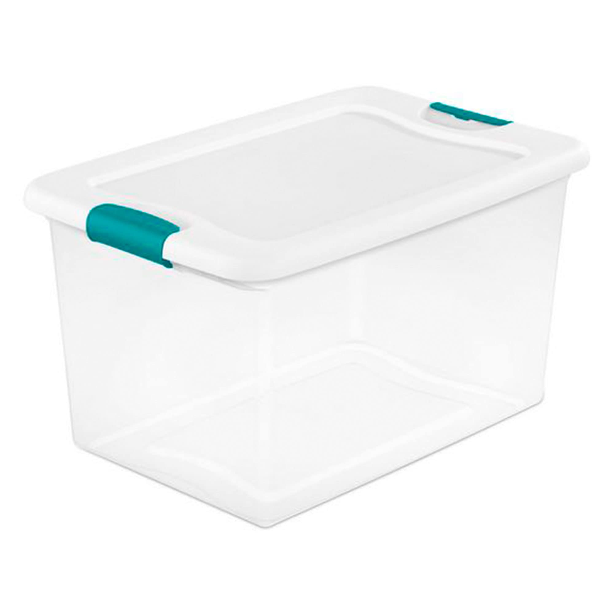 sterilite-clear-6-quart-easy-latching-storage-box-with-white-lid-12-pack-and-cle image 2