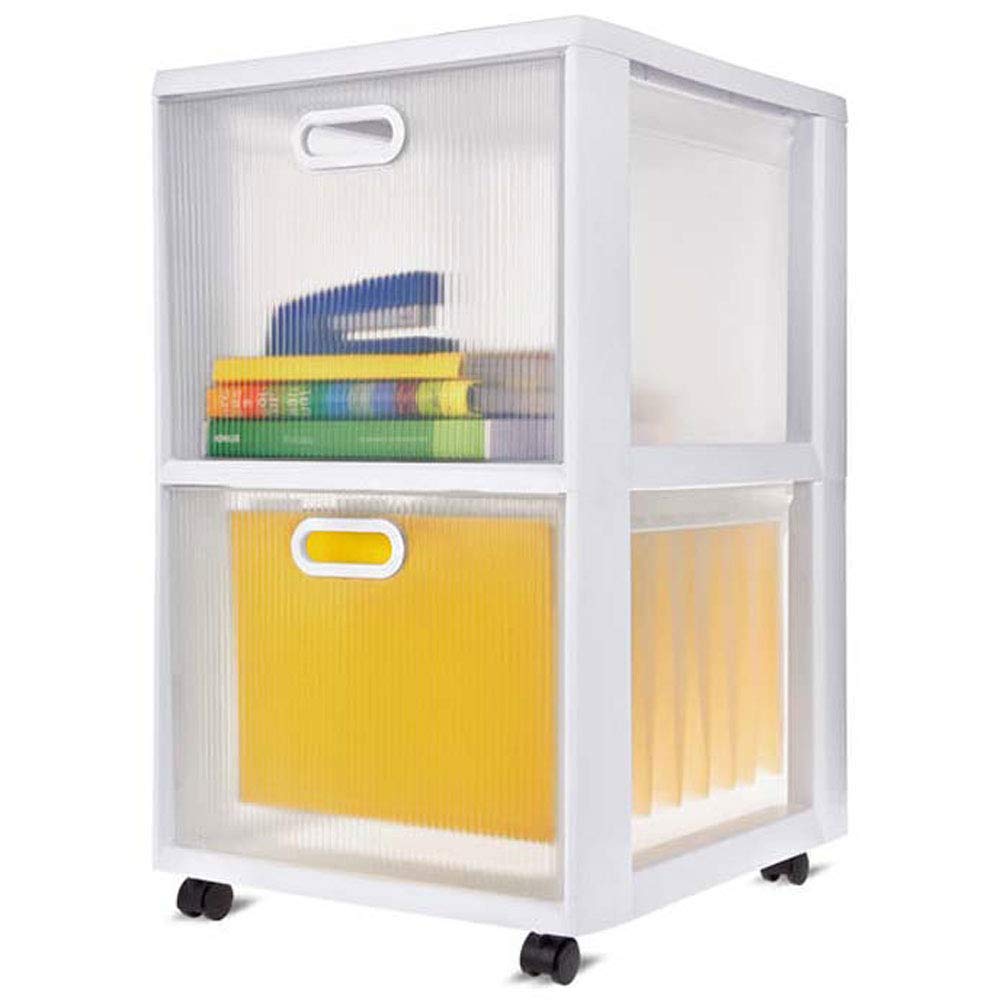 sterilite-ultra-2-drawer-filing-storage-cart-white-with-textured-clear-drawers-2 image 4