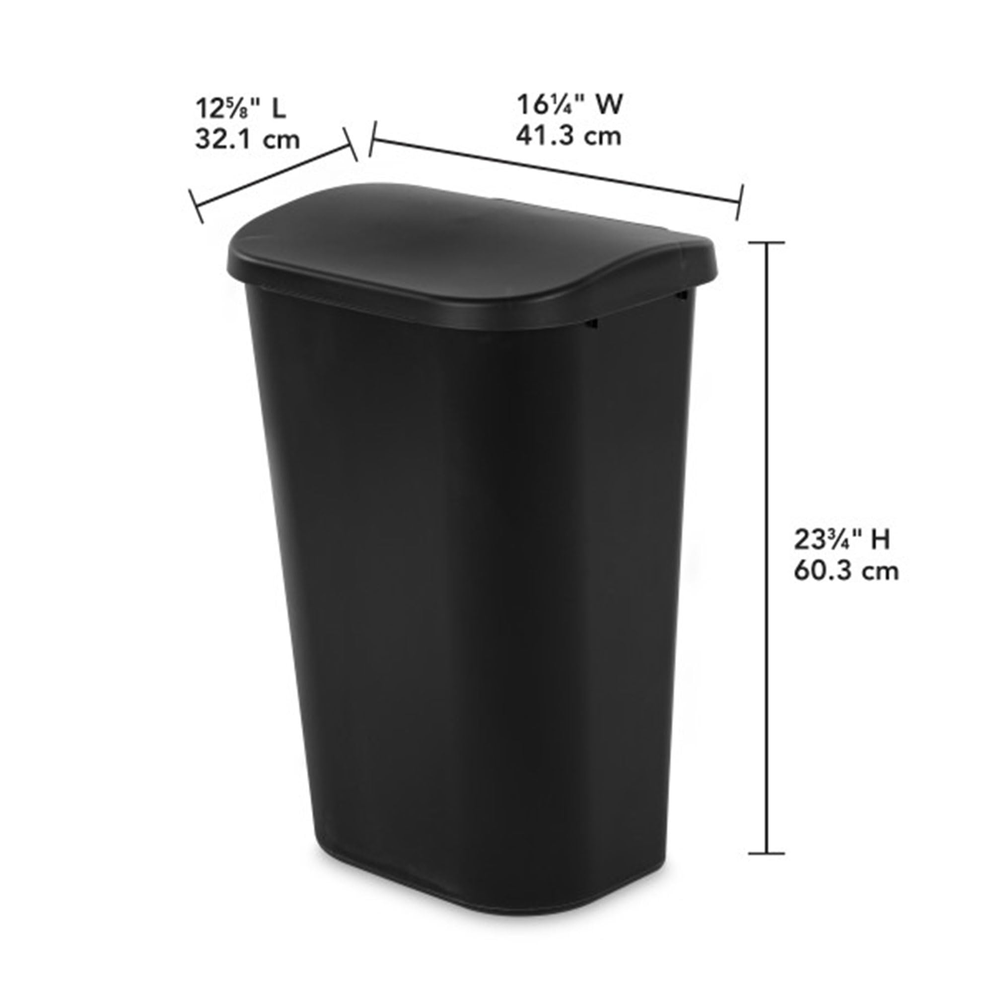 sterilite-11-3-gallon-d-shape-lift-top-wastebasket-trash-can-black-6-pack image 2