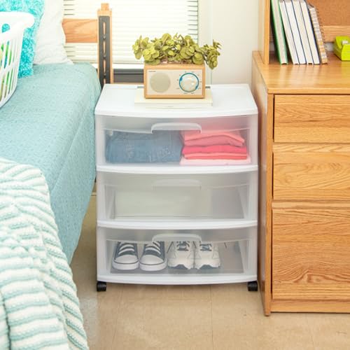 sterilite-2-pack-3-drawer-wide-storage-organizer-cart-white image 8
