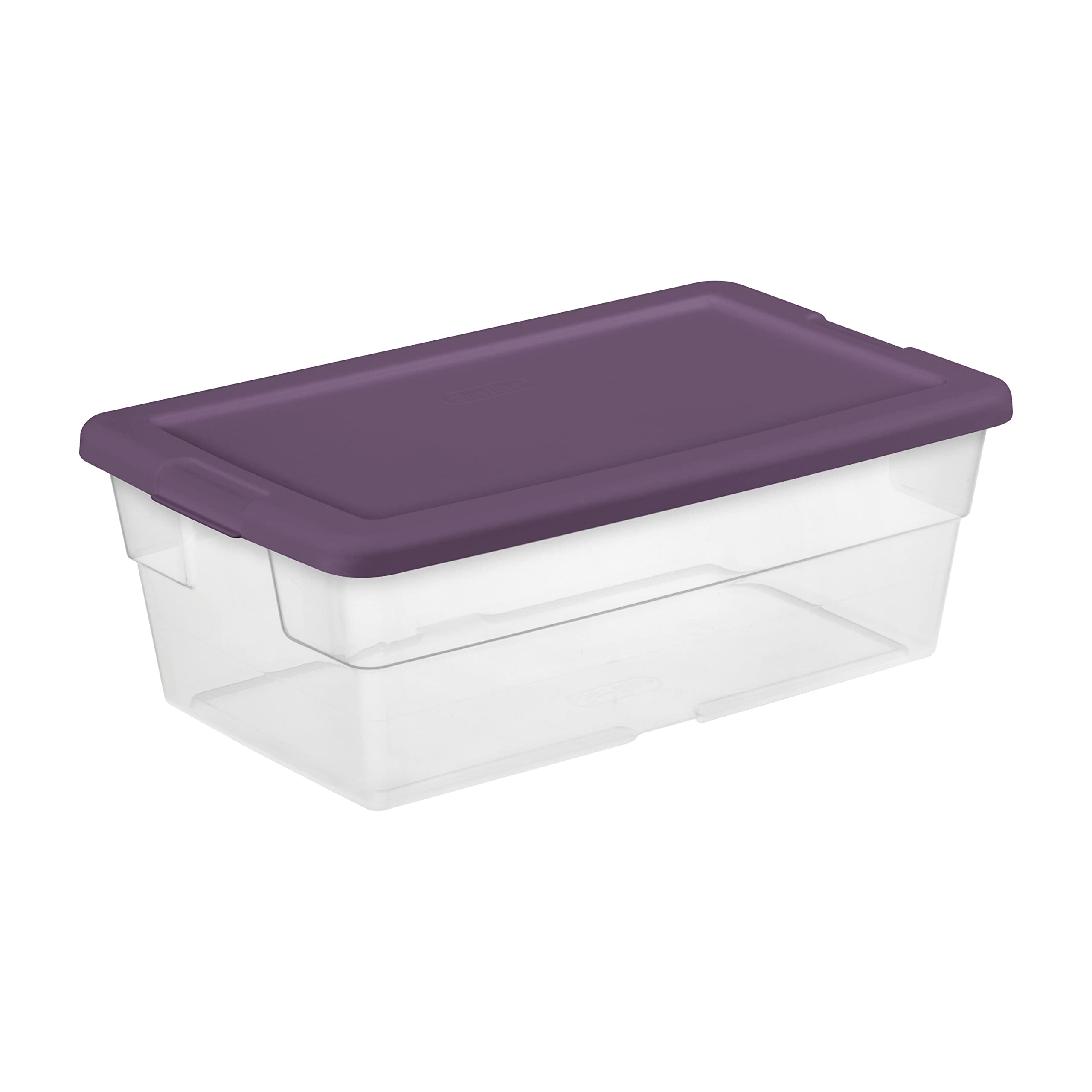 sterilite-stackable-6-quart-clear-home-storage-box-with-handles-and-purple-lid-9 image 3