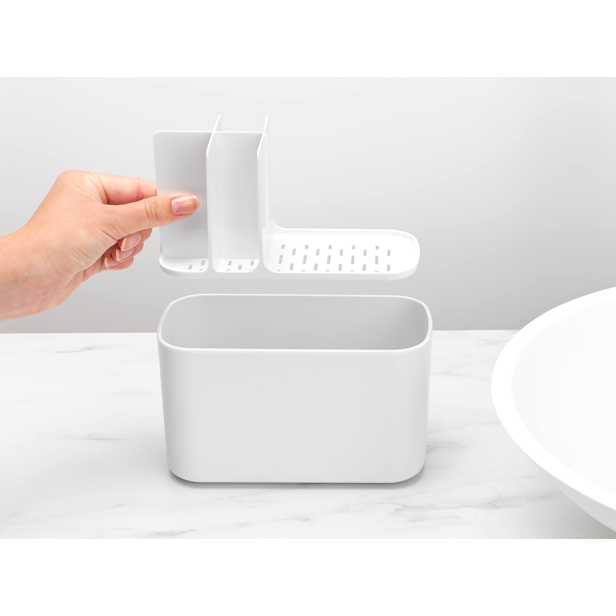 brabantia-renew-bathroom-caddy-white-with-5-compartments-and-drainage-holes image 5