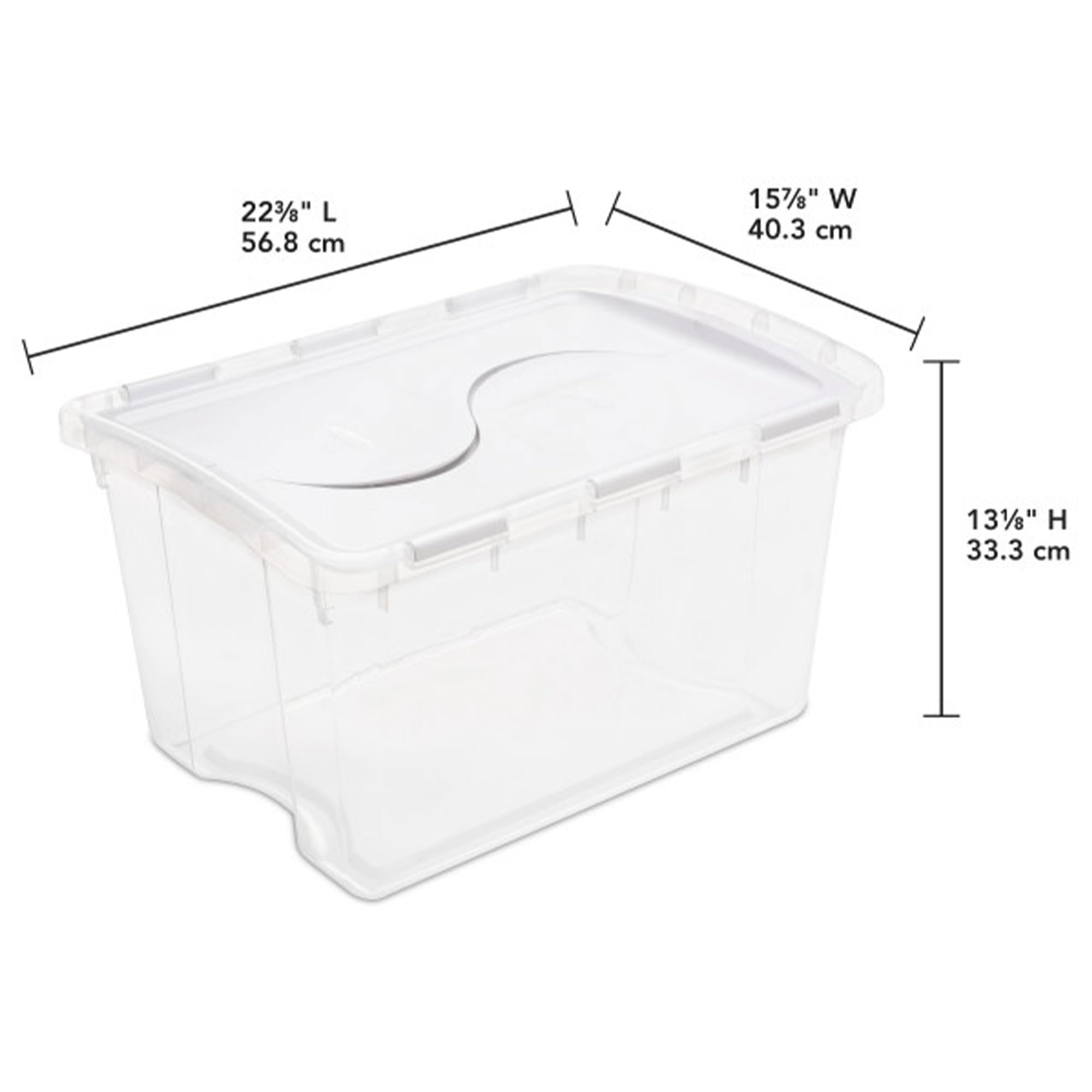 sterilite-48-qt-hinged-lid-storage-box-stackable-bin-with-lid-clear-with-white-l image 3
