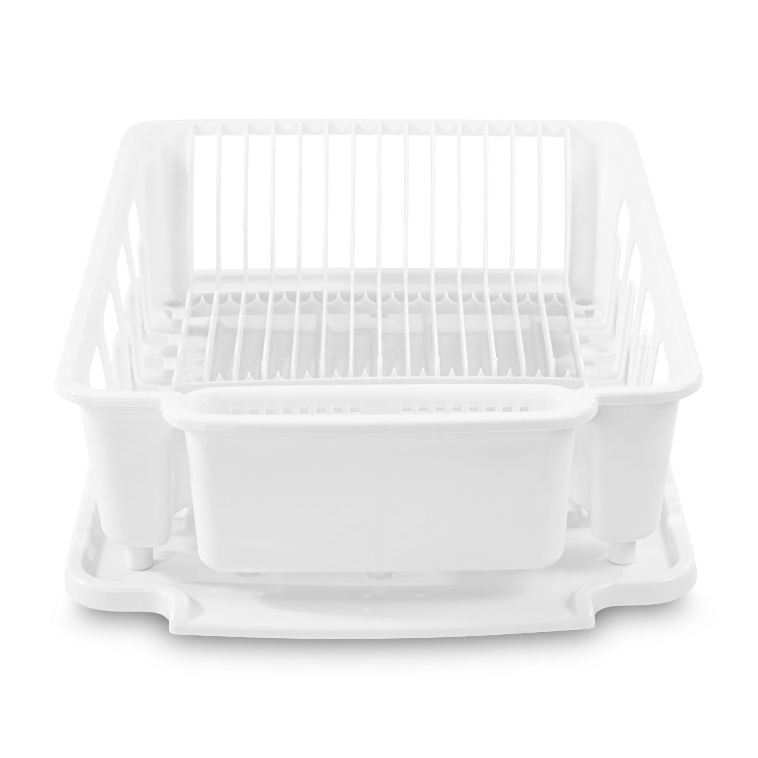sterilite-large-2-piece-sink-set-with-drainboard-for-drying-dishes-white-6-pack image 4