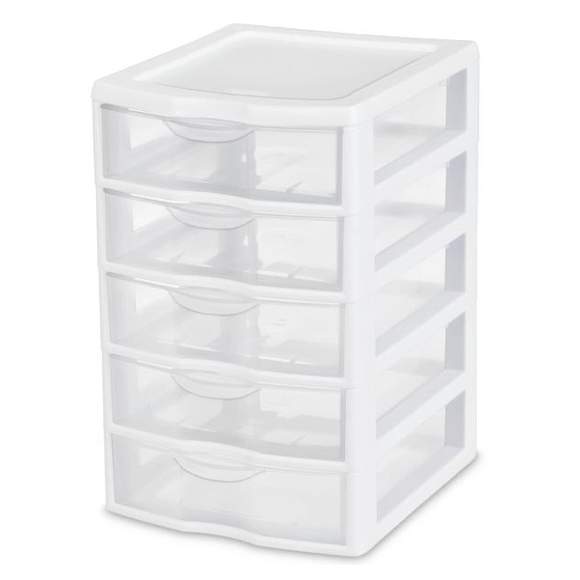 sterilite-small-5-drawer-desktop-storage-unit-white-clear-4-pack image 1