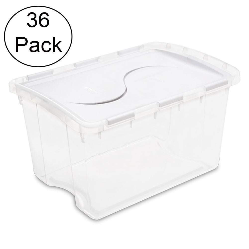 sterilite-48-quart-clear-base-hinged-lid-storage-box-tote-36-pack image 2
