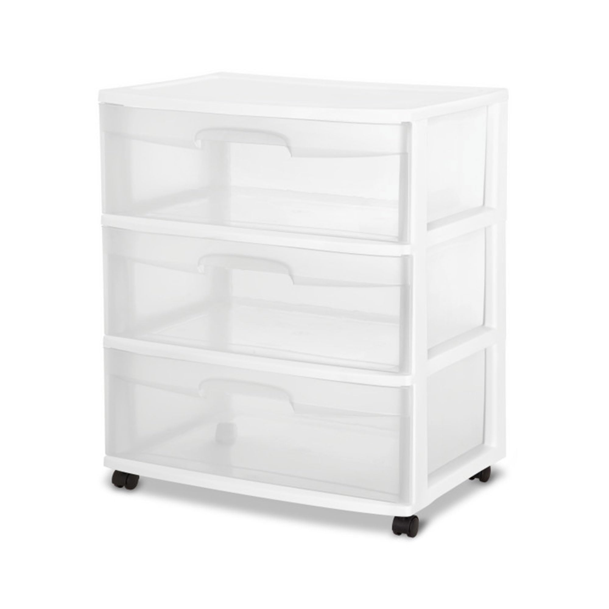 sterilite-2-pack-3-drawer-wide-storage-organizer-cart-white image 1