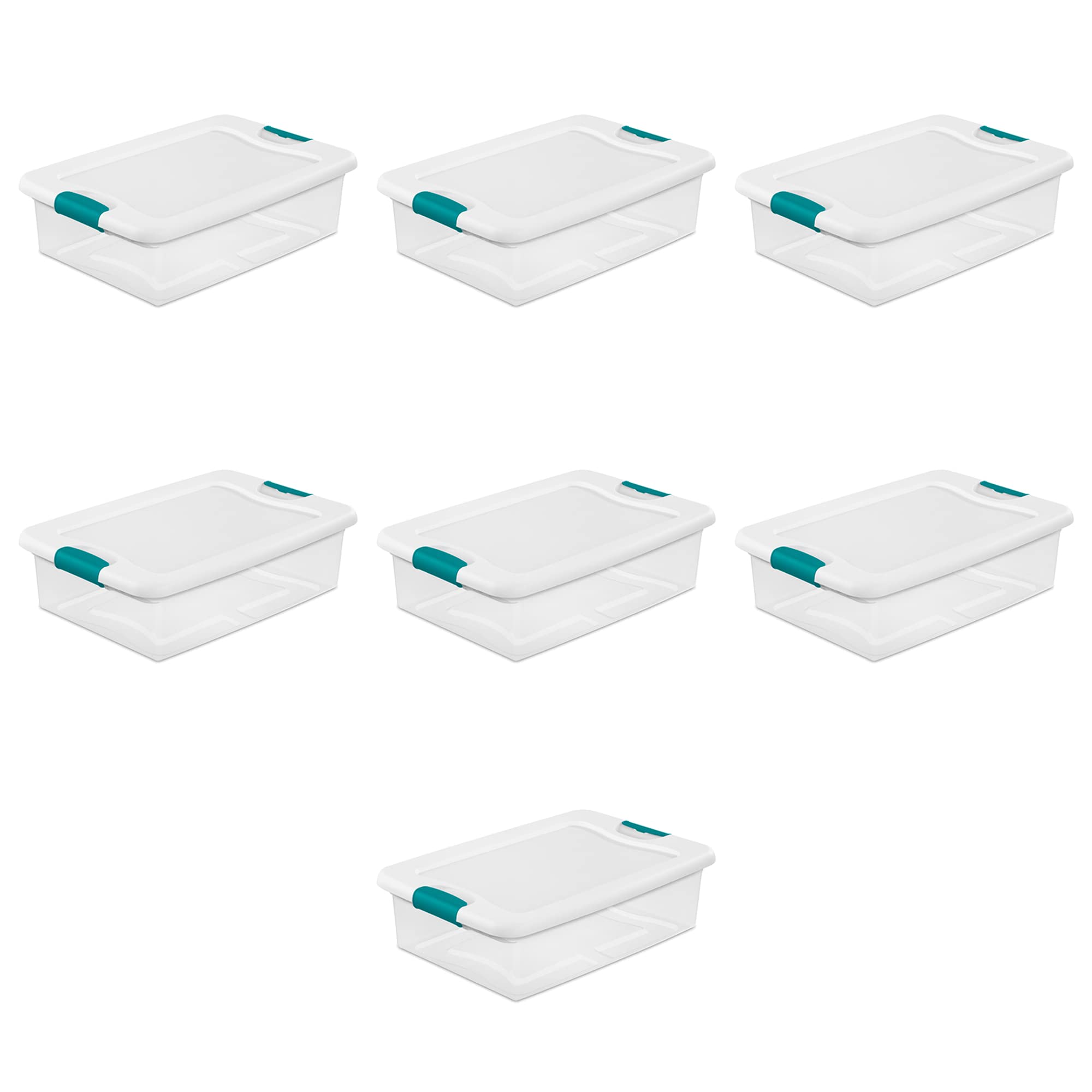 sterilite-32-qt-clear-stackable-storage-boxes-with-white-latching-lids-7-pack image 1