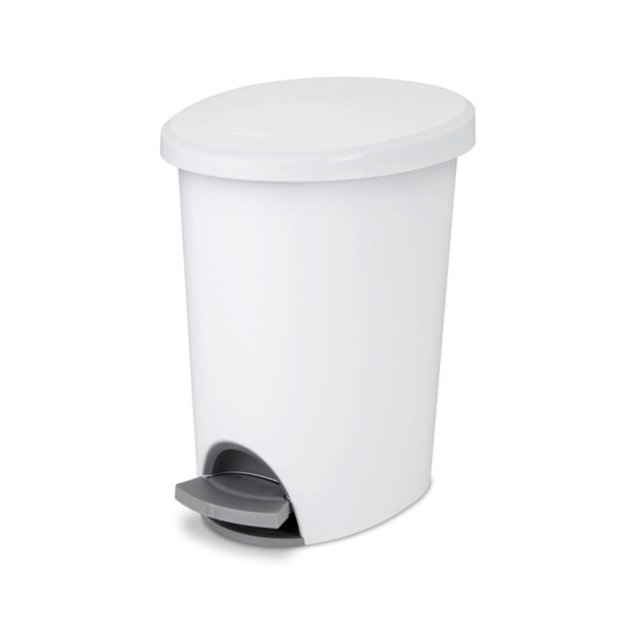 sterilite-2-6-gallon-ultra-stepon-wastebasket-with-lid-2-pack-white-plastic-peda image 1