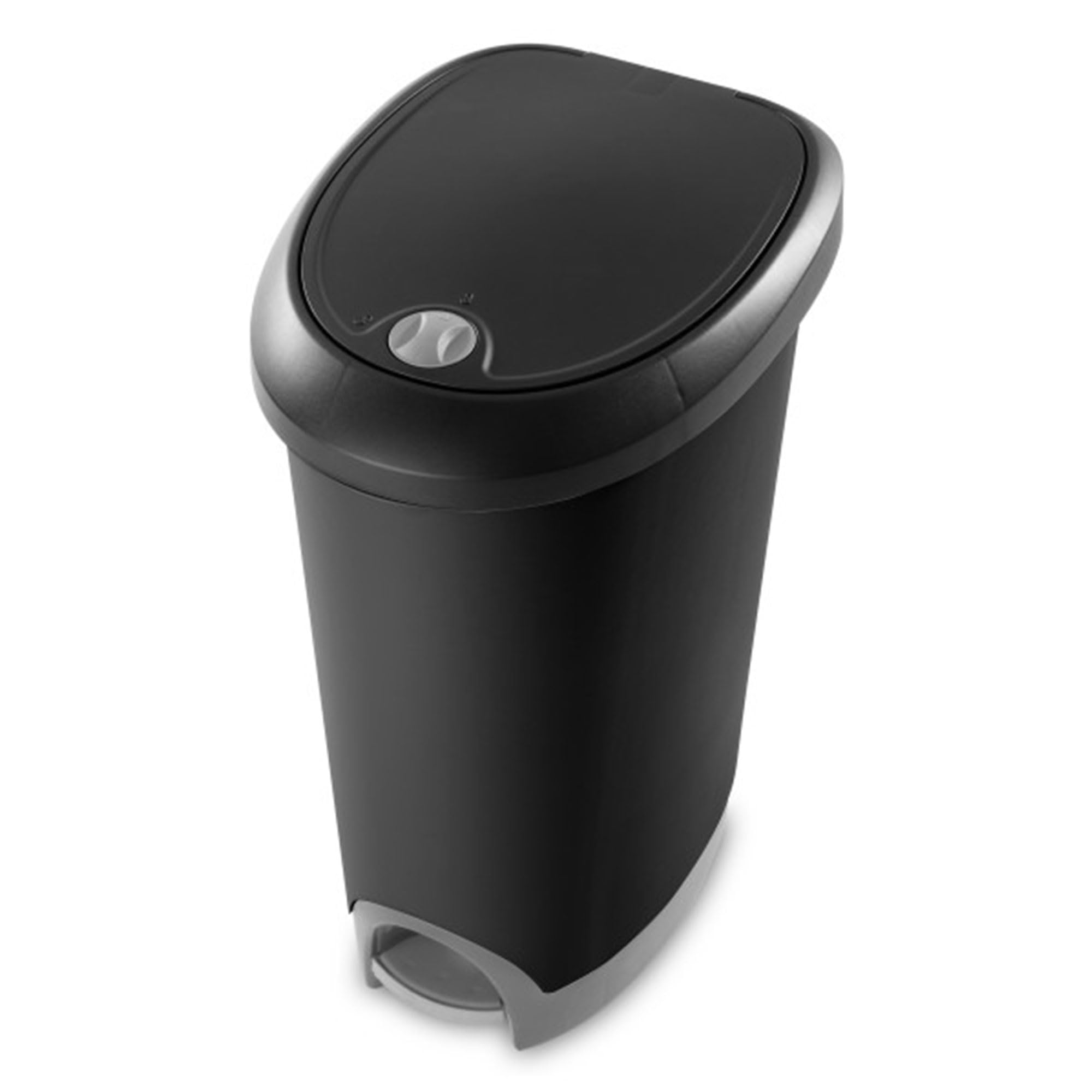 sterilite-12-6-gallon-locking-stepon-wastebasket-with-lid-black-6-pack image 1