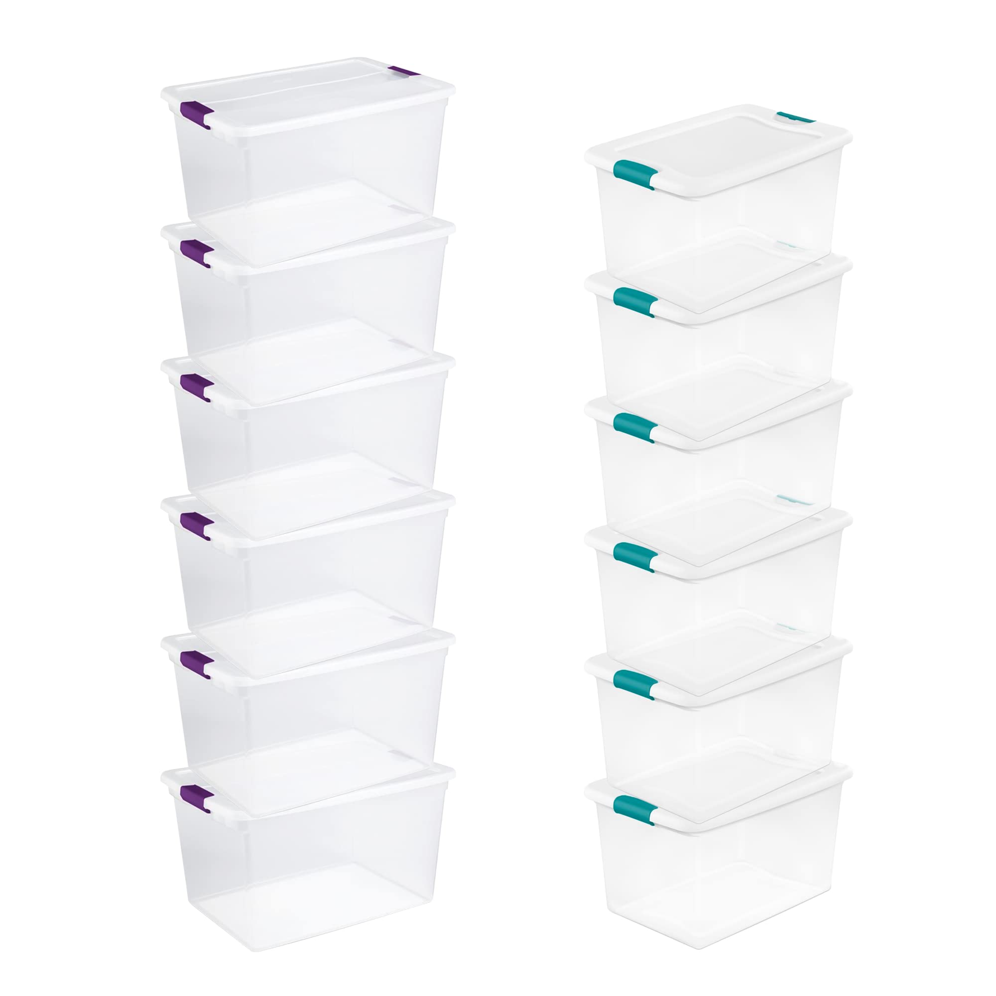 sterilite-clear-plastic-storage-totes-with-lids-6-pack-64-quart-and-6-pack-66-qu image 1