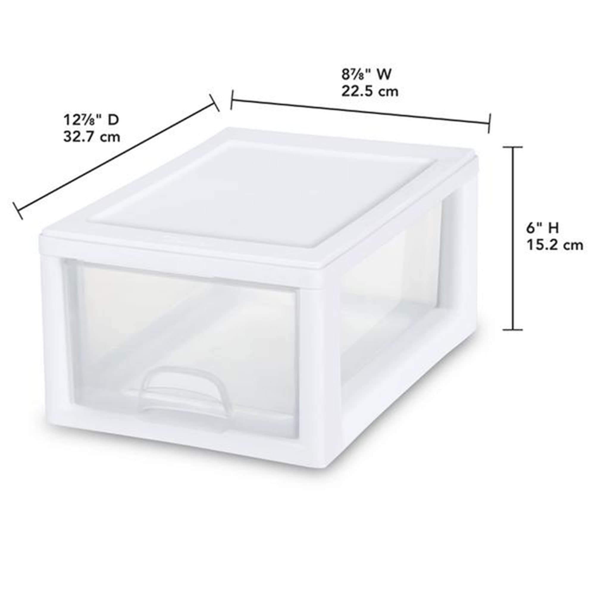 sterilite-6-pack-stacking-drawers-clear-storage-organizer-6-quart-each-white-fra image 3