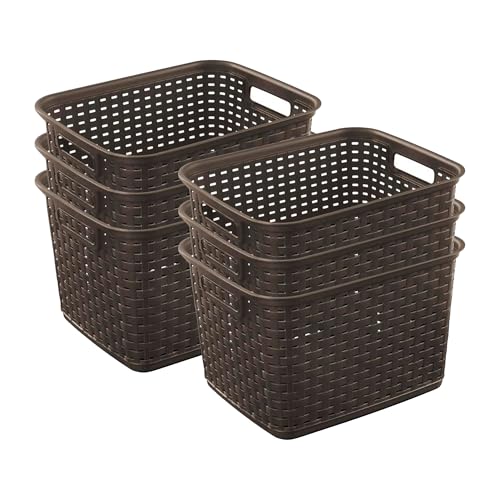 sterilite-tall-plastic-weave-storage-basket-6-pack-brown-for-countertops-and-she image 7