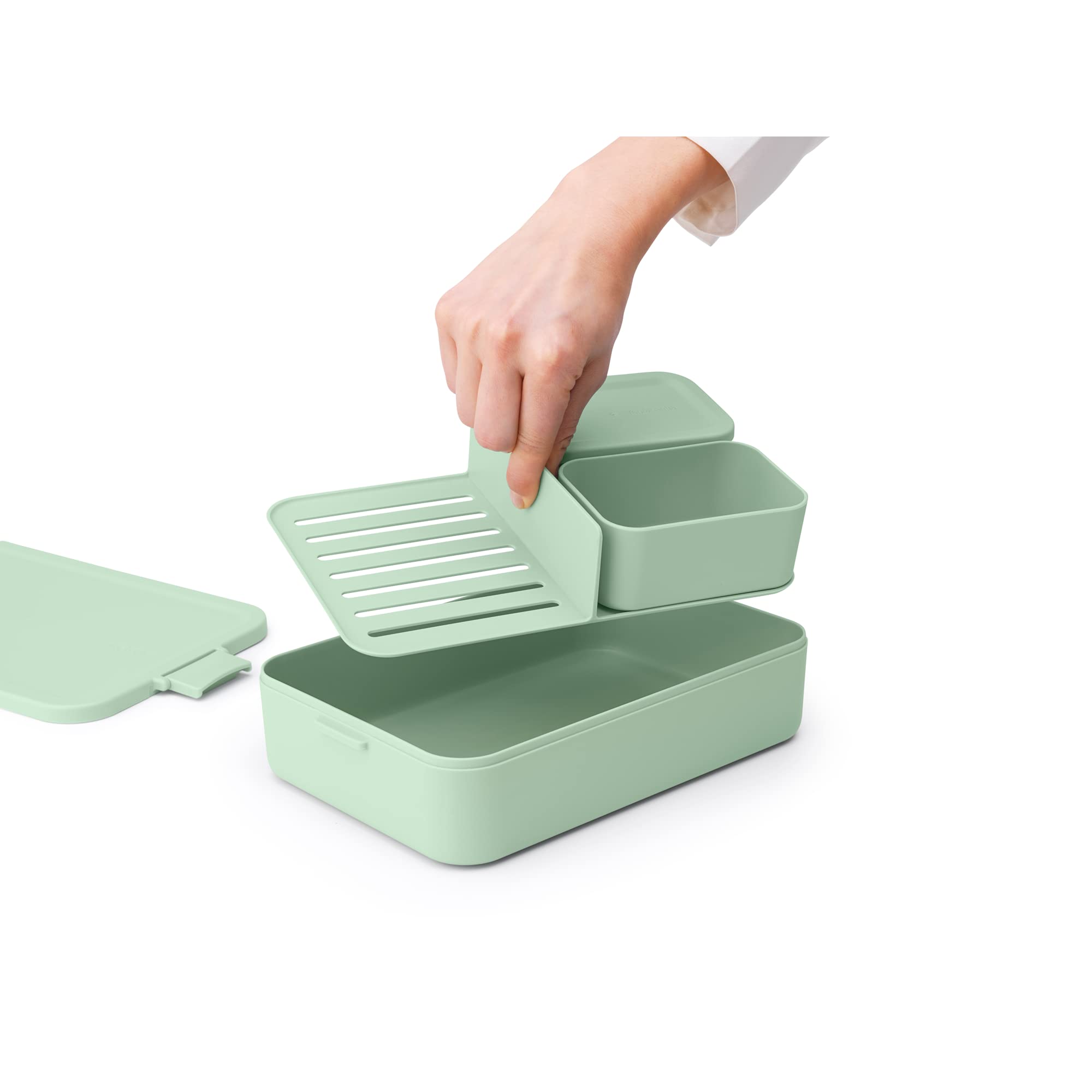 brabantia-make-take-bento-lunch-box-jade-green-2-compartments-with-lidded-pot-68 image 4