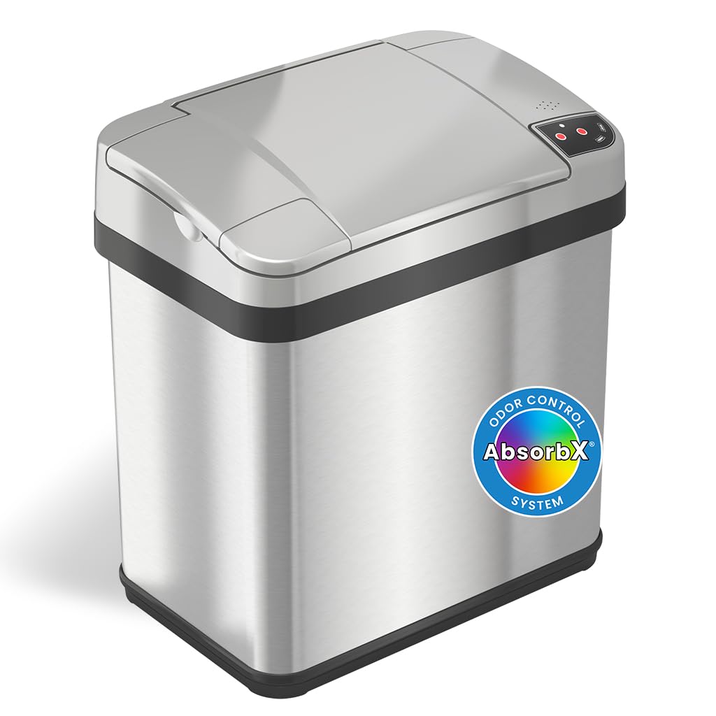 itouchless-13-gallon-semi-round-extra-wide-opening-sensor-touchless-trash-can-wi image 7