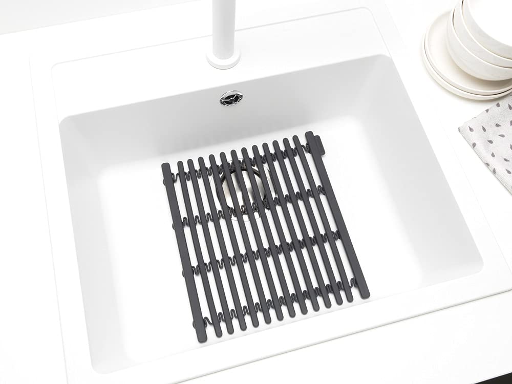 brabantia-extendable-dish-drying-mat-dark-gray-silicone-heat-resistant-kitchen-m image 4