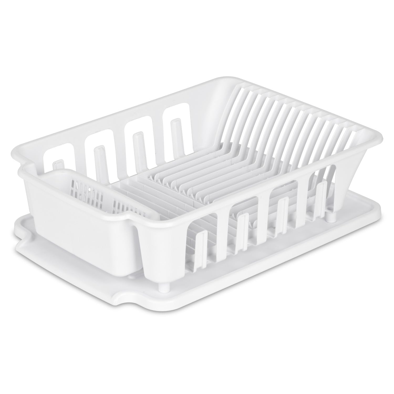 sterilite-large-2-piece-sink-set-with-drainboard-for-drying-dishes-white-6-pack image 2