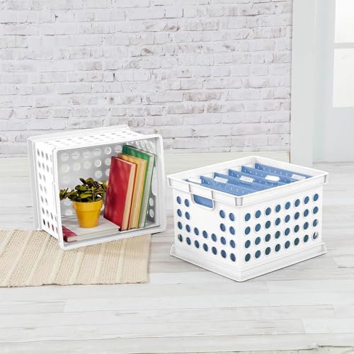 sterilite-storage-crate-with-handles-stackable-plastic-file-bin-white-6-pack image 7