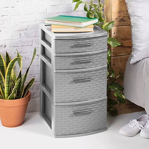 sterilite-4-drawer-organizer-storage-tower-with-medium-weave-drawer-fronts-and-e image 7