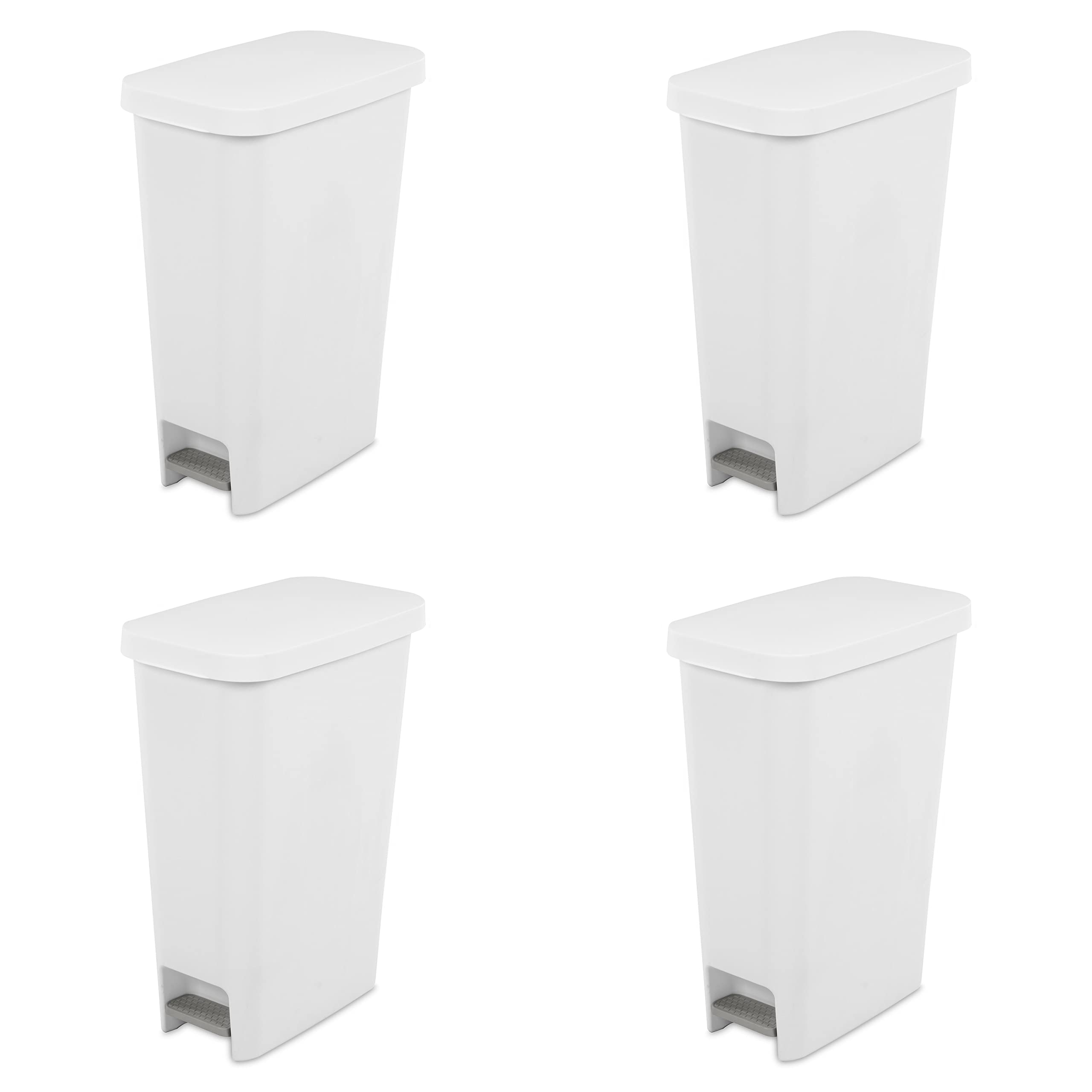 sterilite-11-gallon-slim-step-on-wastebasket-with-lid-hands-free-space-saving-tr image 1