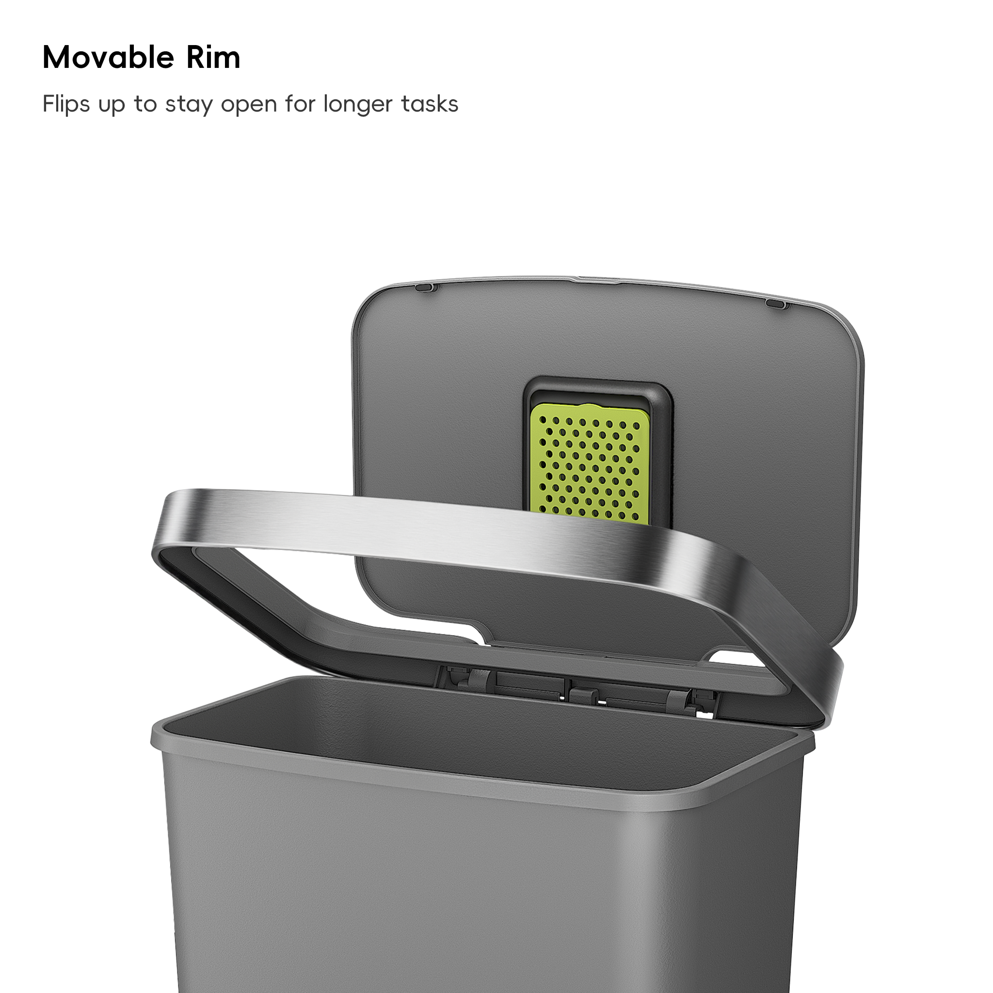 eko-hana-45l-11-9-gallon-plastic-resin-step-kitchen-trash-can-grey image 3