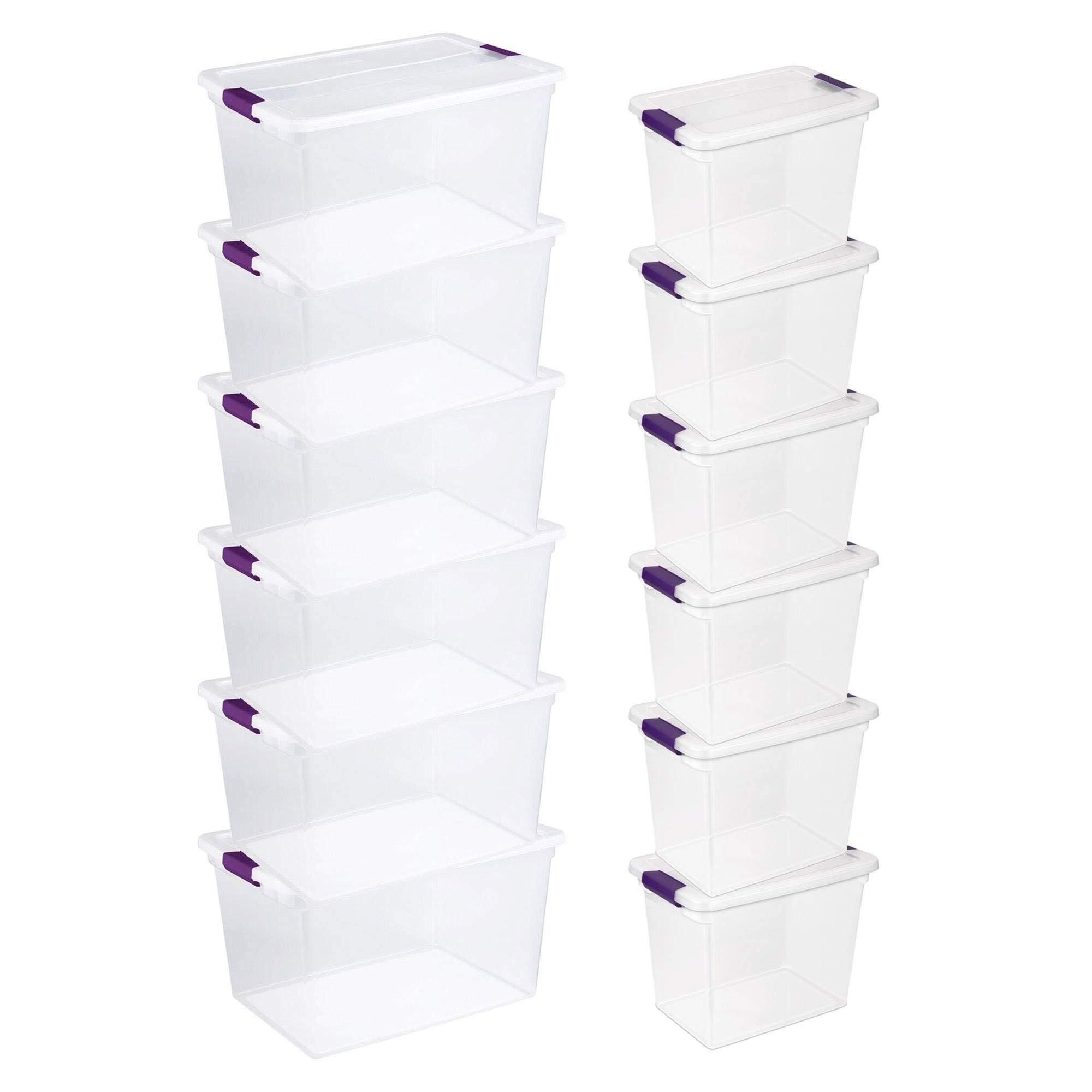 sterilite-clear-box-storage-container-6-pack-27-qt-totes-stackable-with-lids-pin image 1