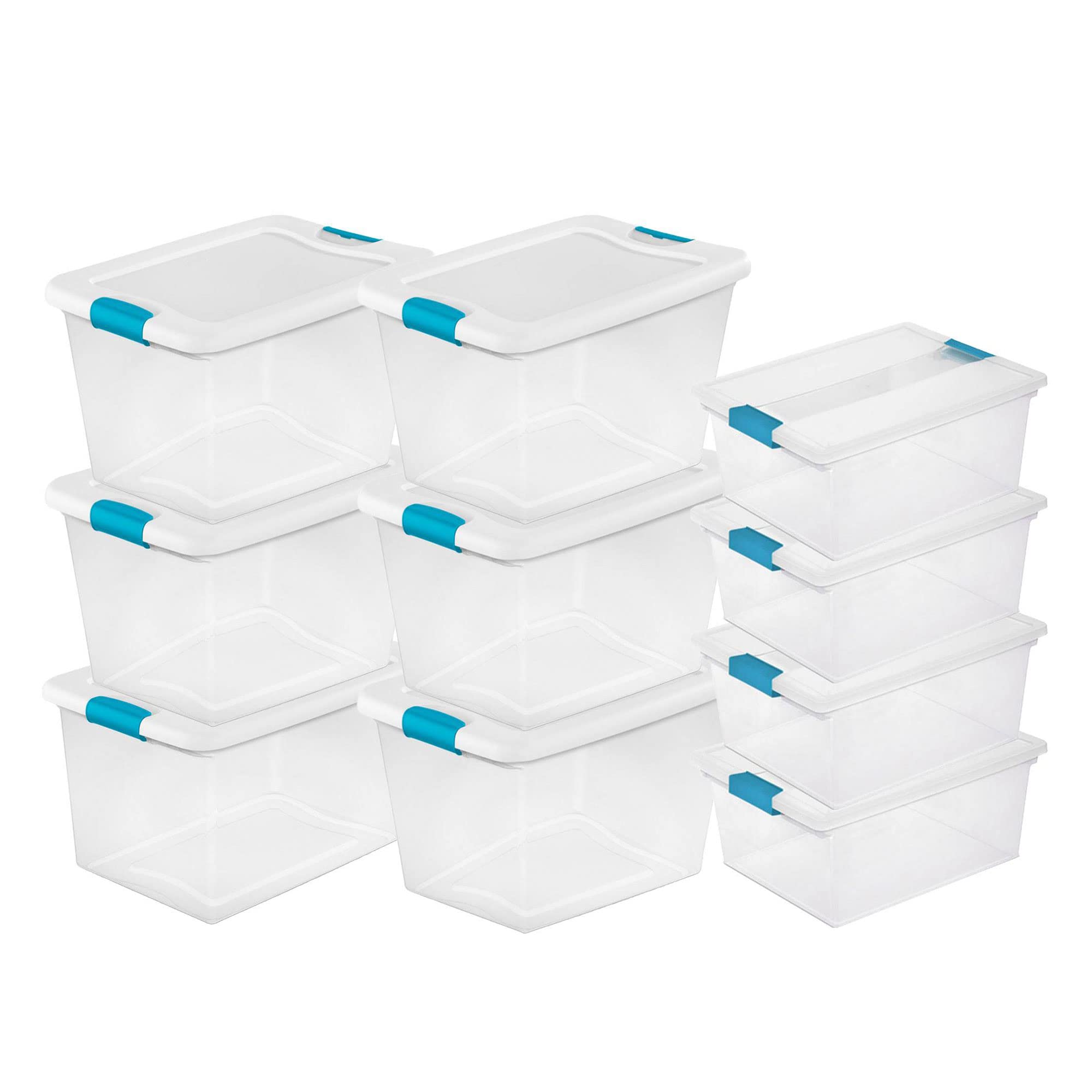 sterilite-6-pack-64-qt-latching-storage-totes-4-pack-deep-clip-boxes image 1
