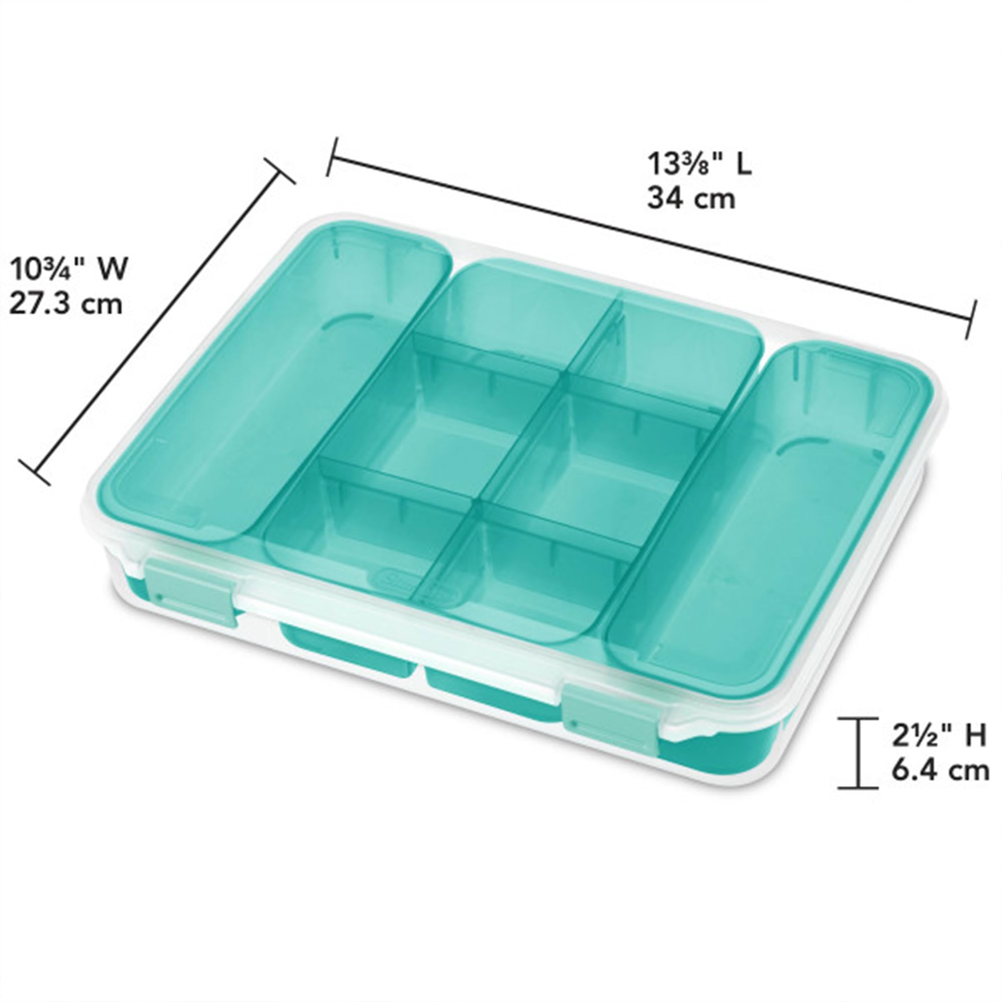 sterilite-divided-case-6-pack-stackable-plastic-storage-with-removable-blue-tray image 2