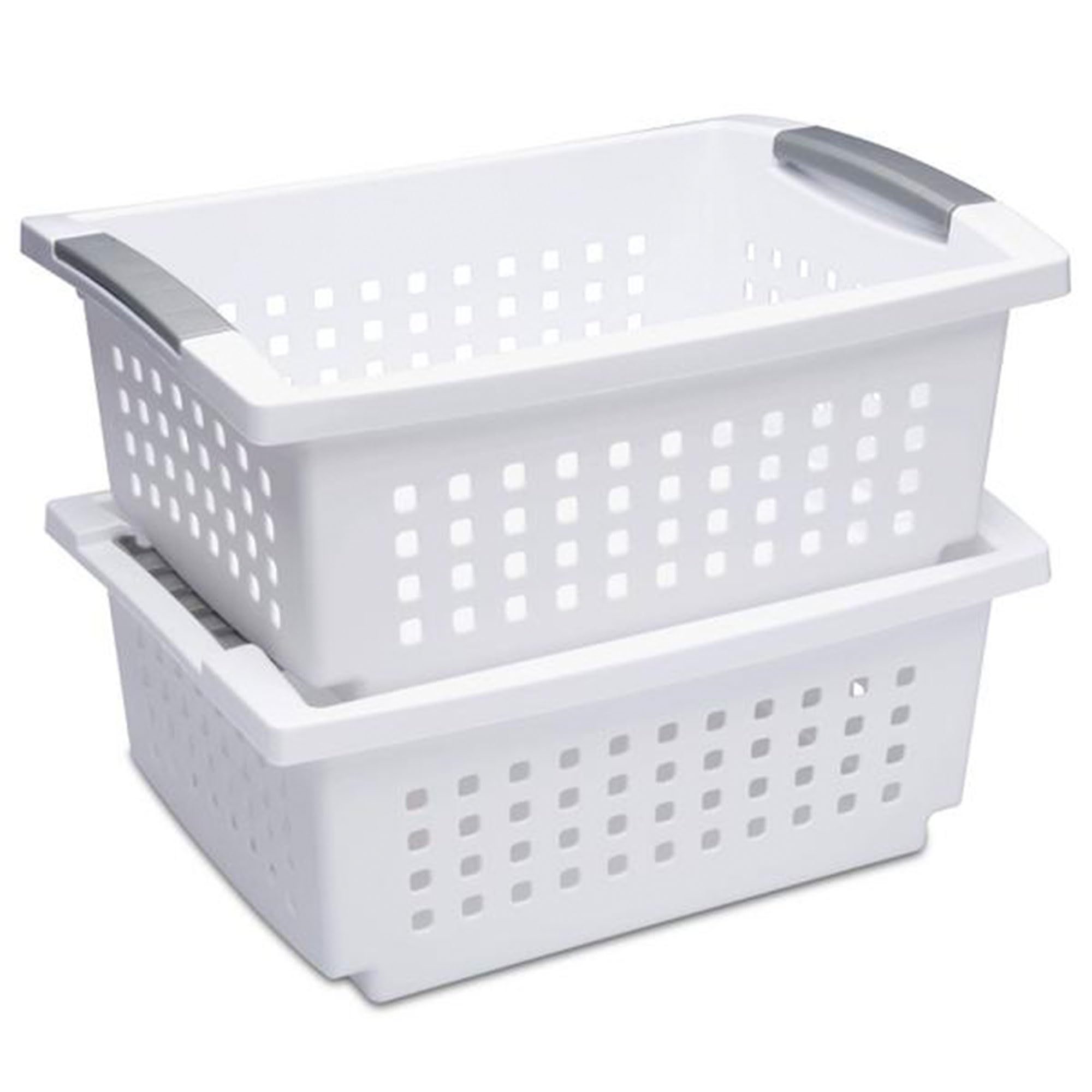 sterilite-medium-stacking-basket-4-pack-white-with-gray-handles-for-countertop-s image 8