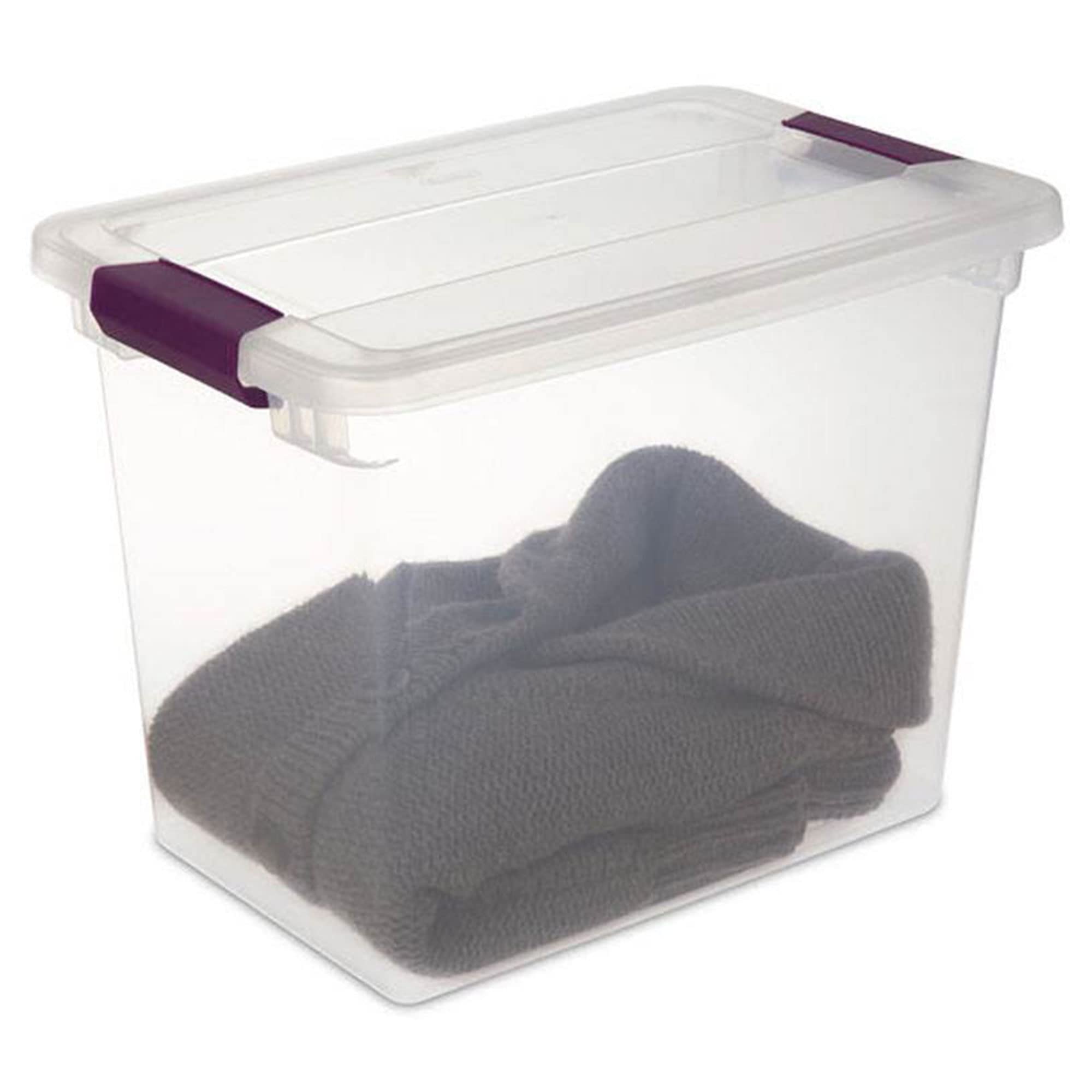 sterilite-clear-box-storage-container-6-pack-27-qt-totes-stackable-with-lids-pin image 8