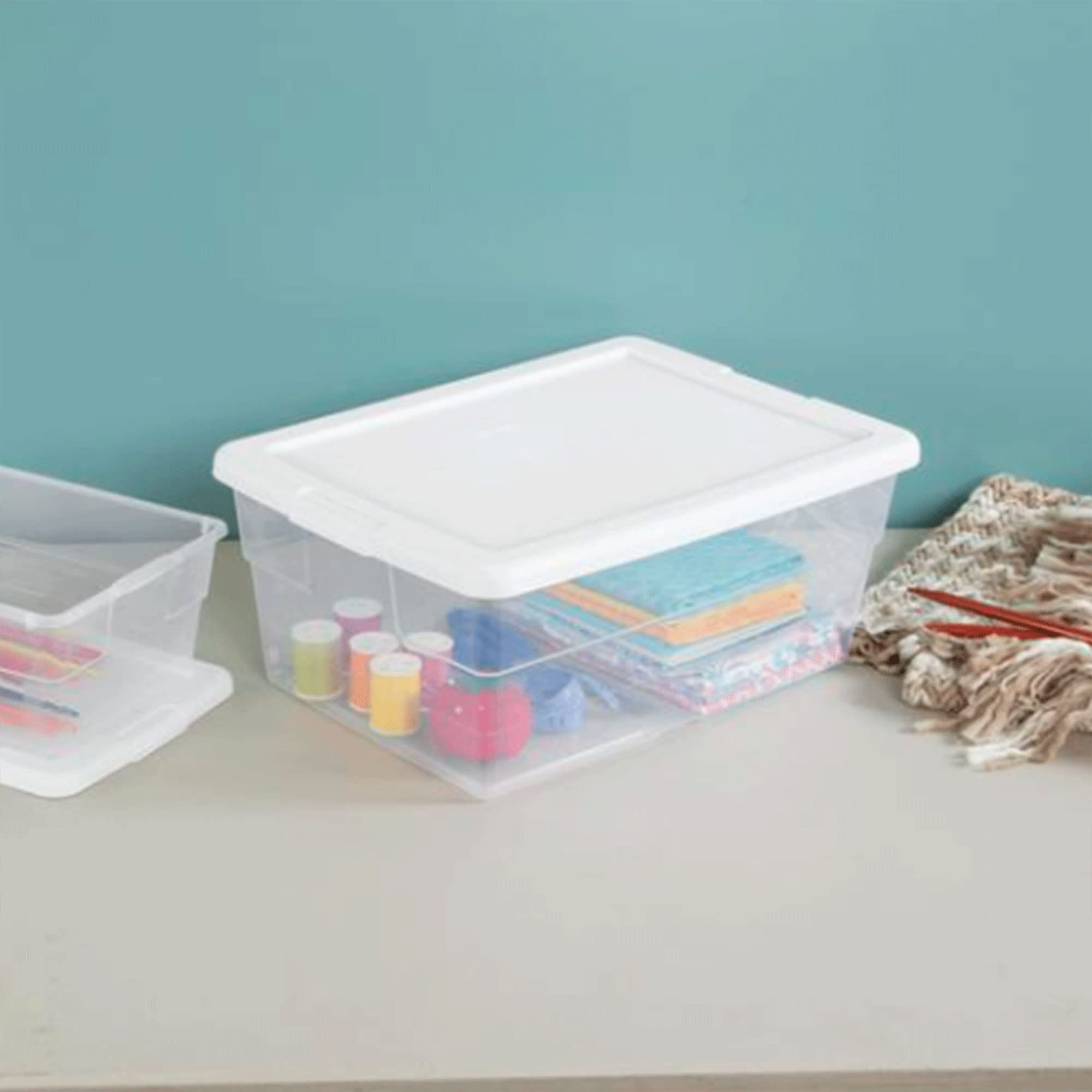 sterilite-16-quart-basic-clear-storage-box-with-white-lid image 8