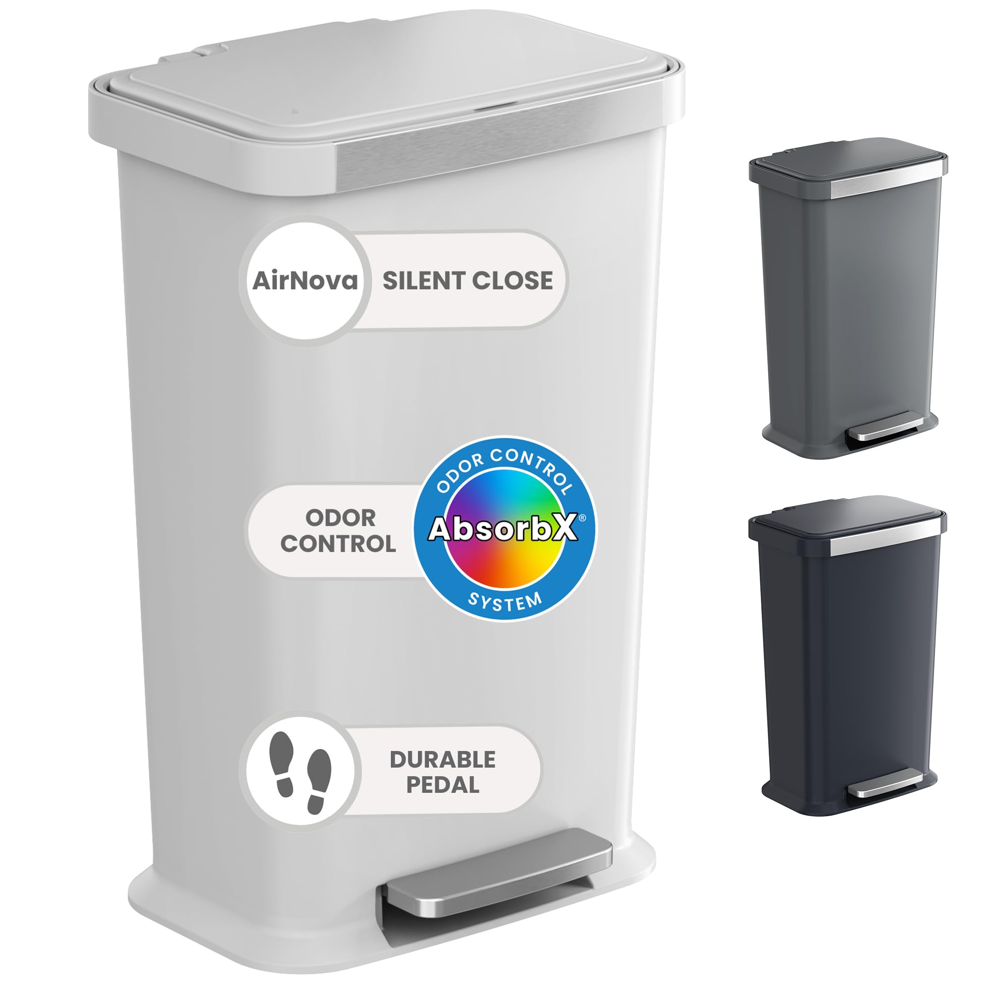 itouchless-softstep-13-2-gal-step-pedal-kitchen-trash-can-with-odor-filter-white image 1