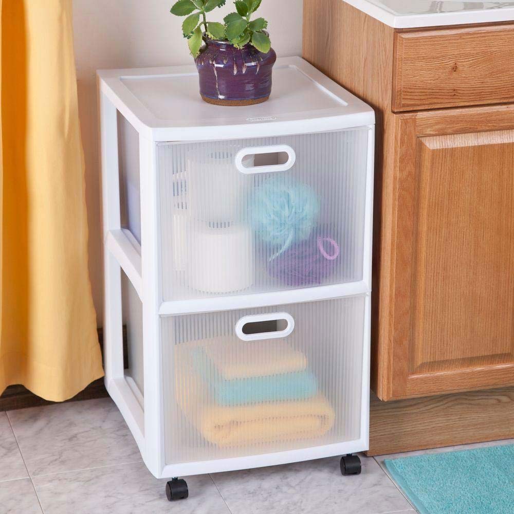 sterilite-ultra-2-drawer-filing-storage-cart-white-with-textured-clear-drawers-2 image 7