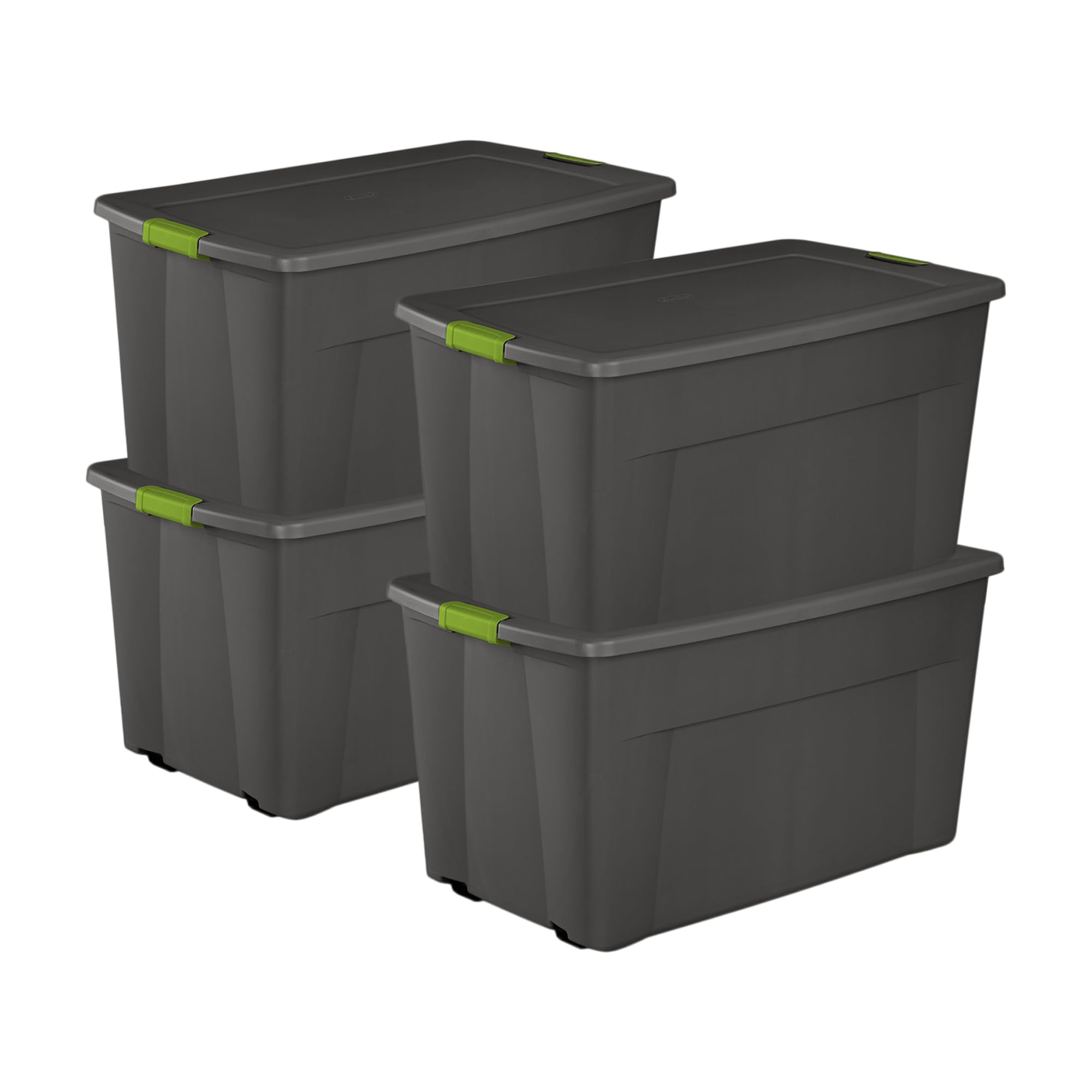 sterilite-45-gallon-heavy-duty-plastic-stackable-storage-tote-with-wheels-and-la image 1