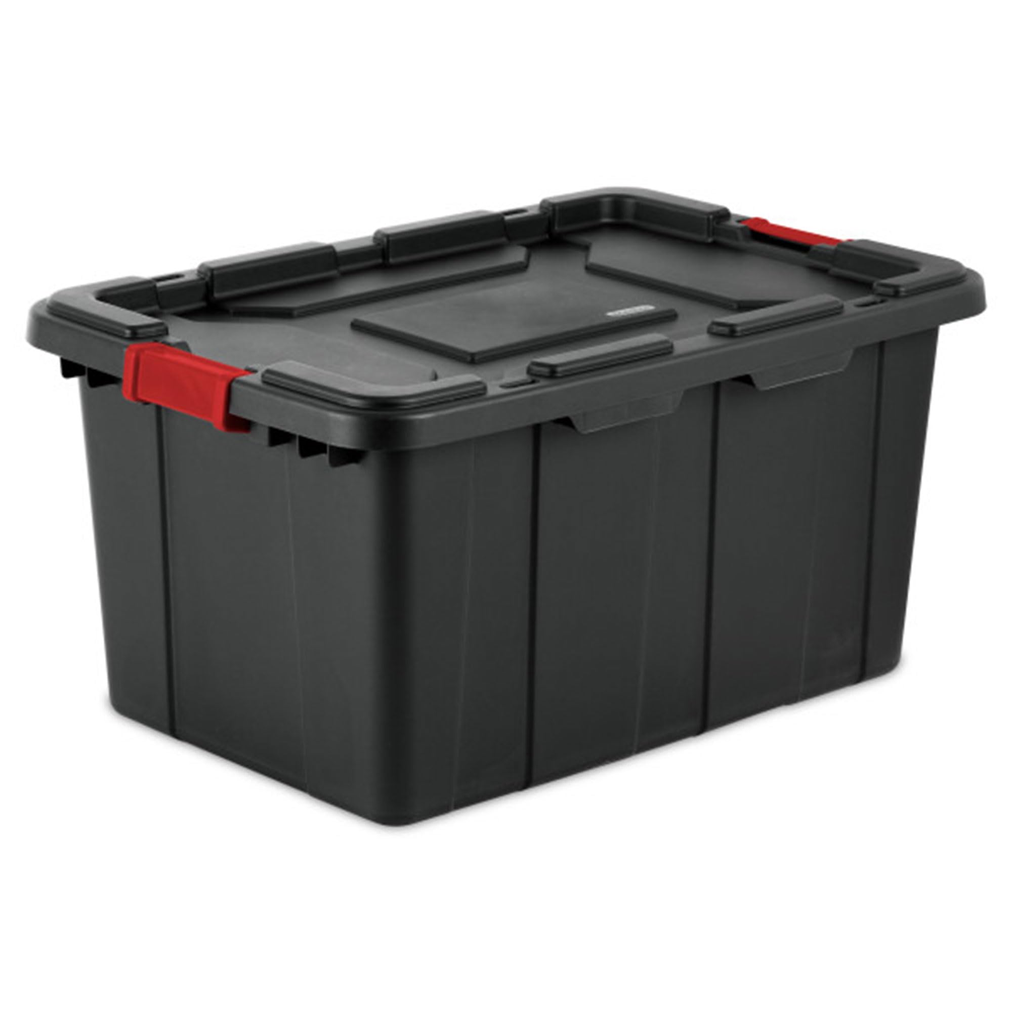 sterilite-4-pack-industrial-tote-27-gallon-plastic-storage-bins-with-lids-black- image 1