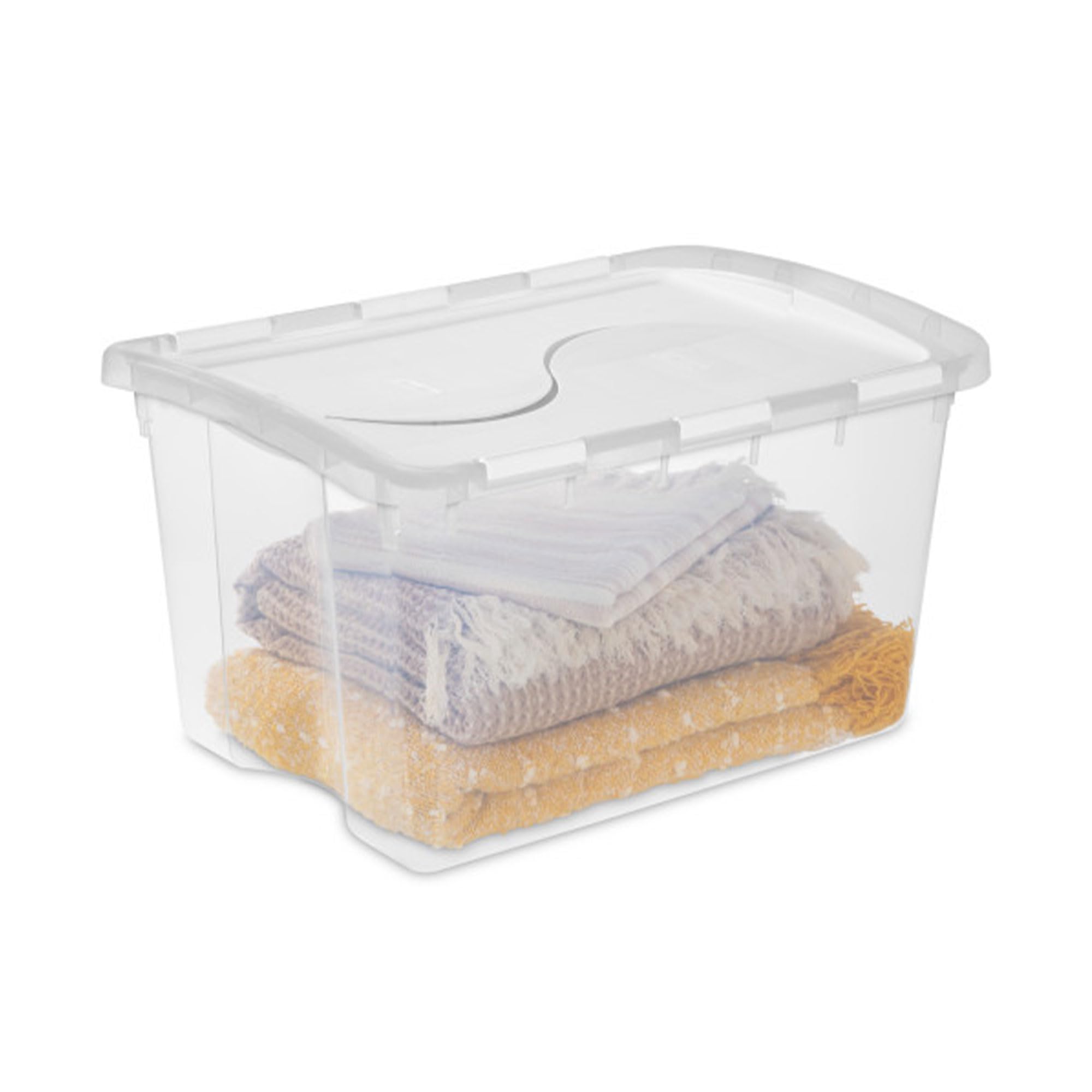 sterilite-48-qt-hinged-lid-storage-box-stackable-bin-with-lid-clear-with-white-l image 7