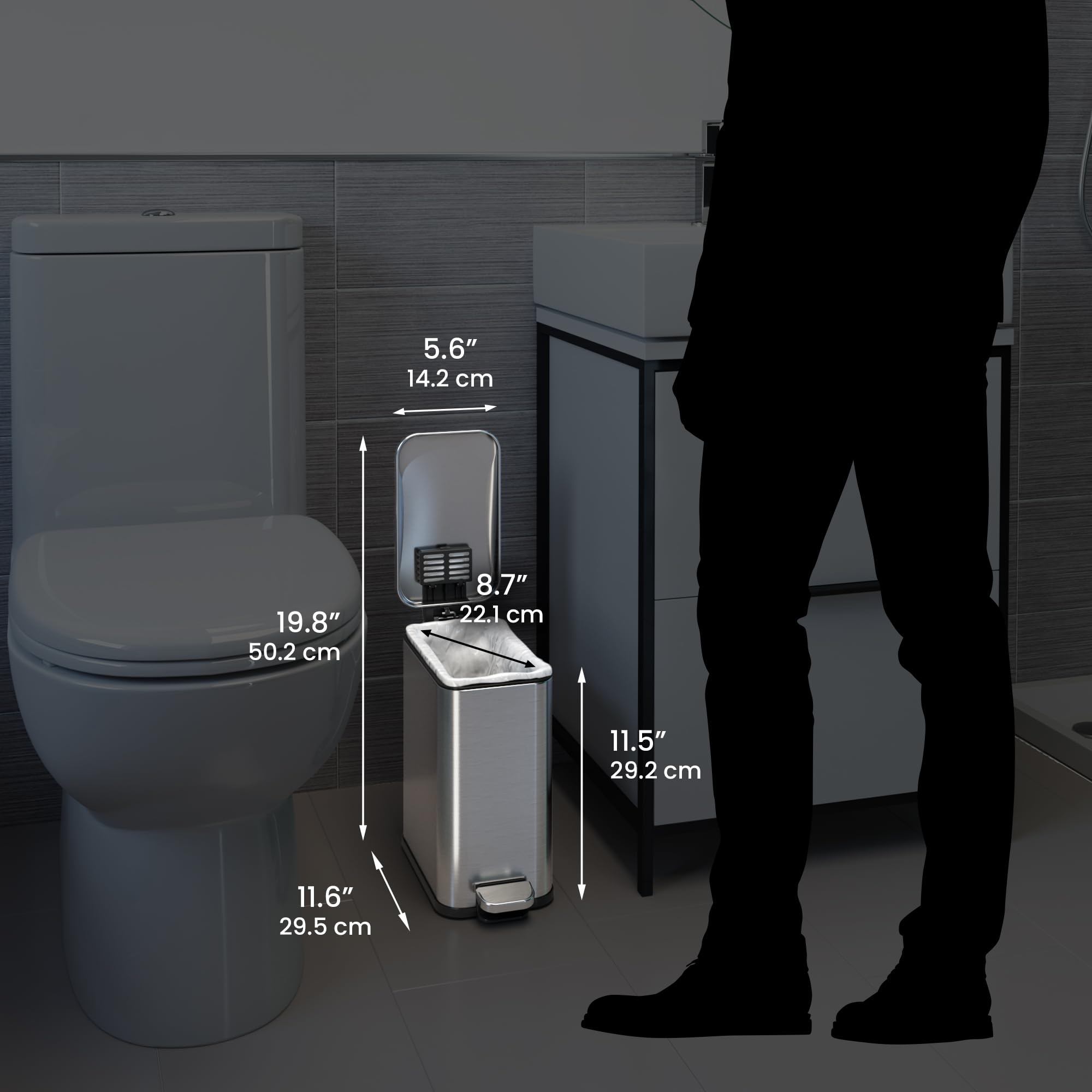 itouchless-1-32-gallon-step-trash-can-with-lid-slim-stainless-steel-bathroom-was image 6