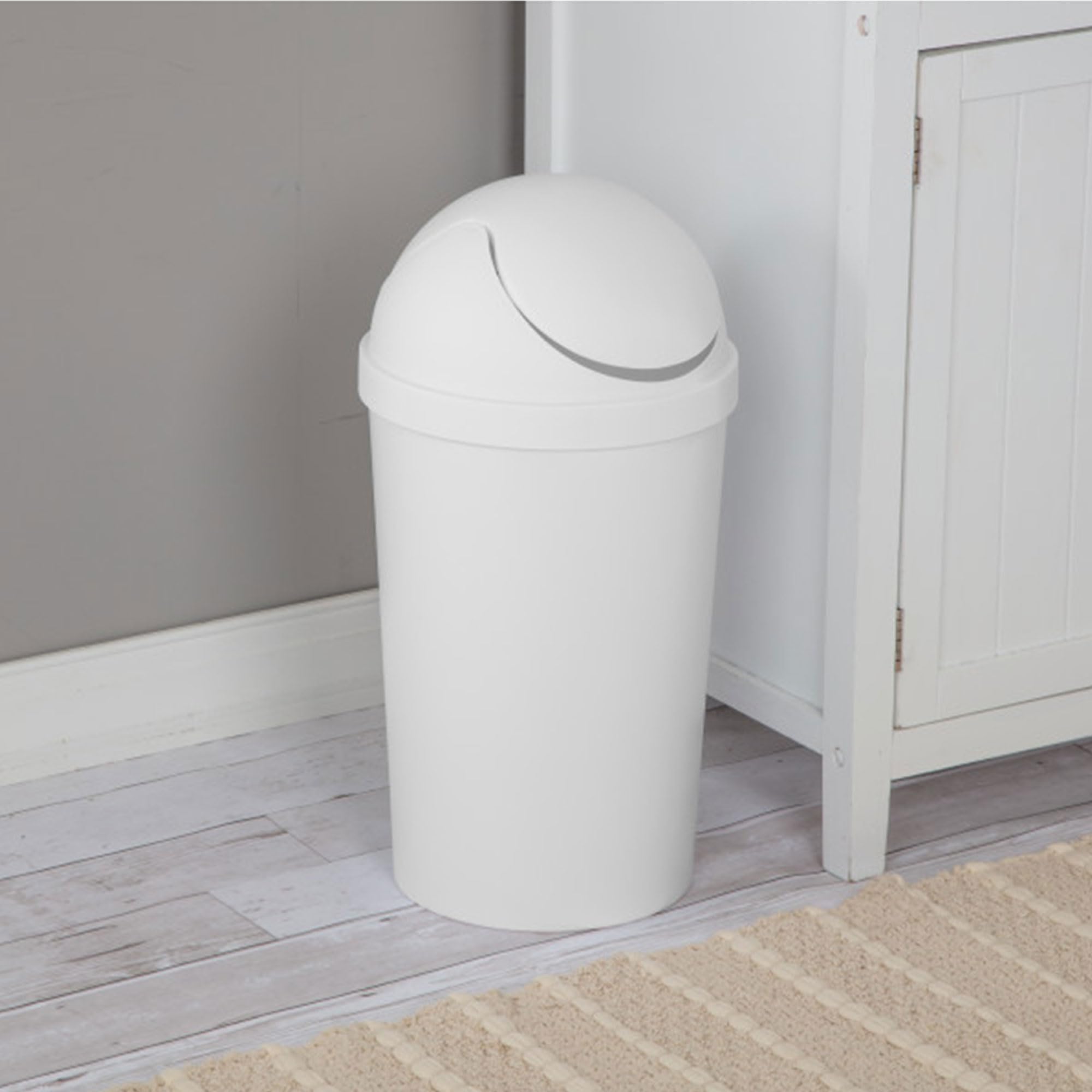 sterilite-3-gallon-round-swingtop-wastebasket-with-lid-small-plastic-trash-can-f image 3