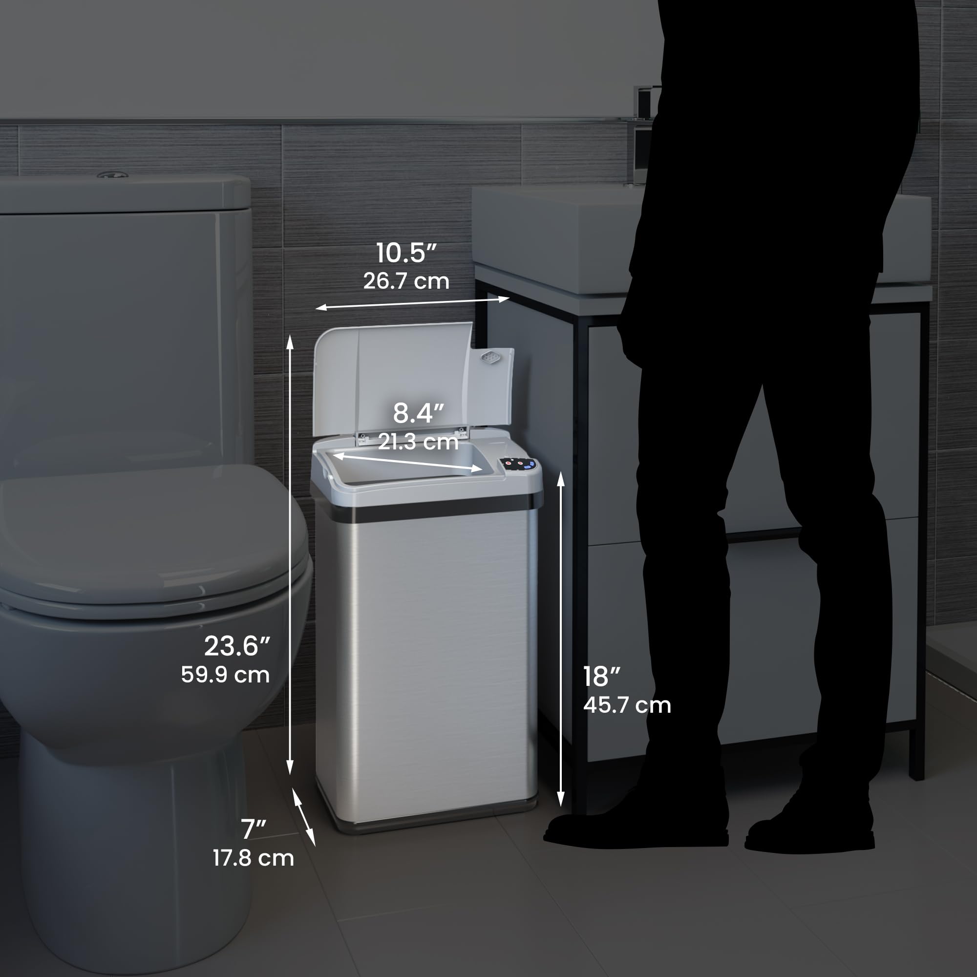 itouchless-4-gal-nursery-waste-bin-touchless-sensor-trash-can-steel-with-odor-fi image 6
